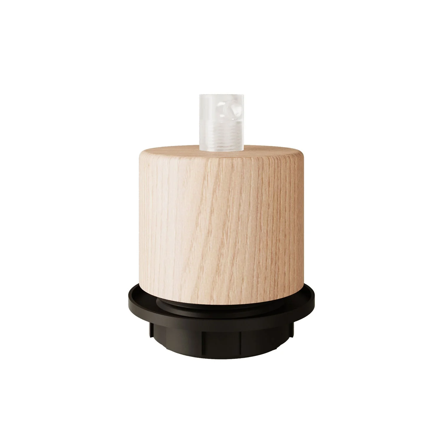Threaded cylindrical E27 lamp holder kit in wood with cable clamp for lampshade - Neutral - Image 3