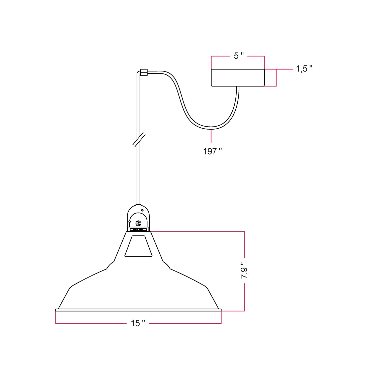 EIVA outdoor pendant lamp with shade, fabric cable, decentralizer, canopy and wet‑location socket - White - Image 4
