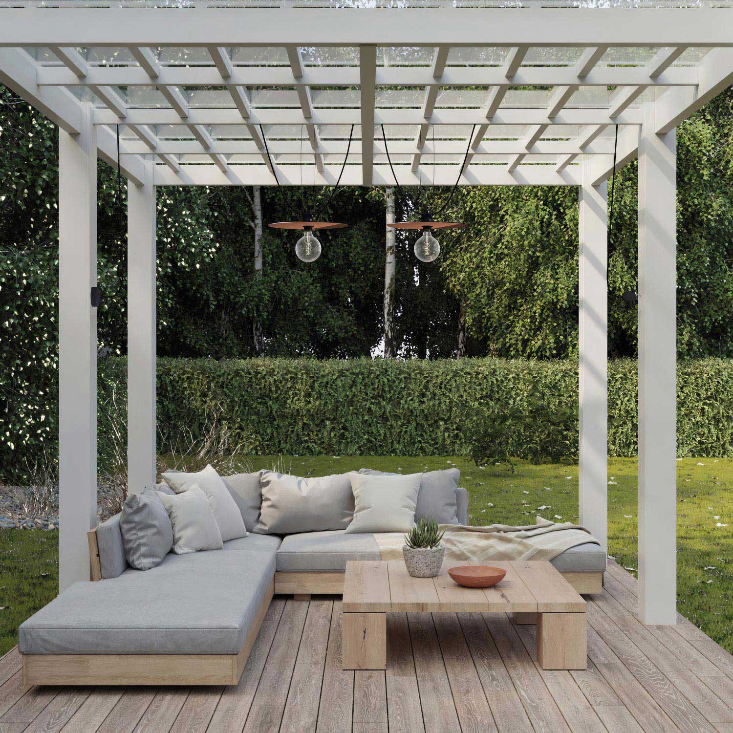 EIVA outdoor string light for wet locations with 2 lampshades and canopy - Copper and Bronze - Image 2