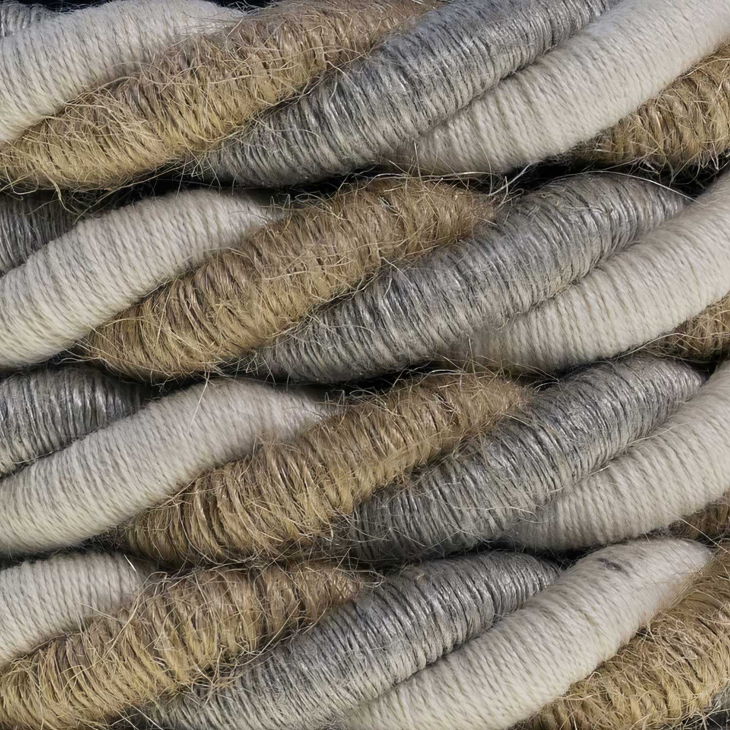 3x0.75 electric cord covered in jute, cotton and natural linen Country
