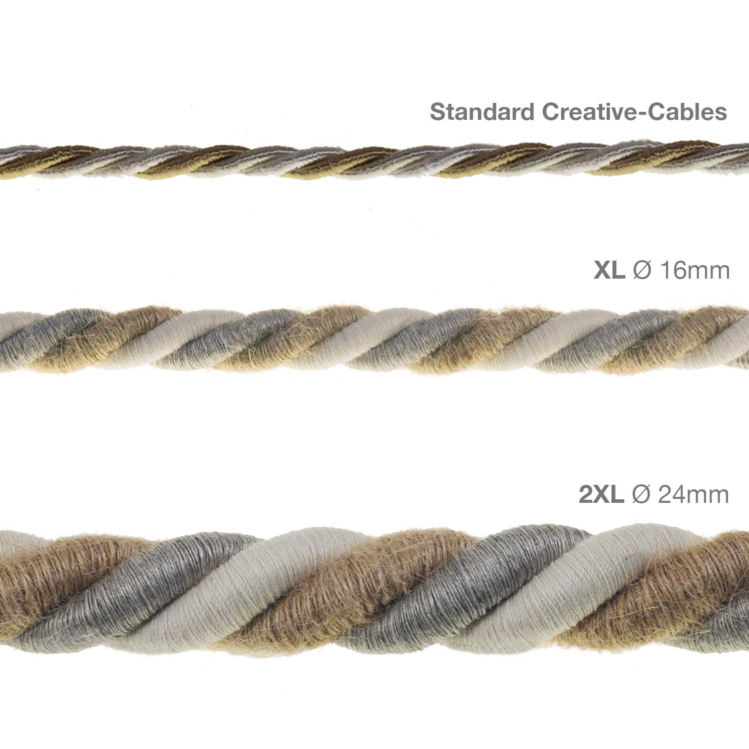 3x0.75 electric cord covered in jute, cotton and natural linen Country - Image 4