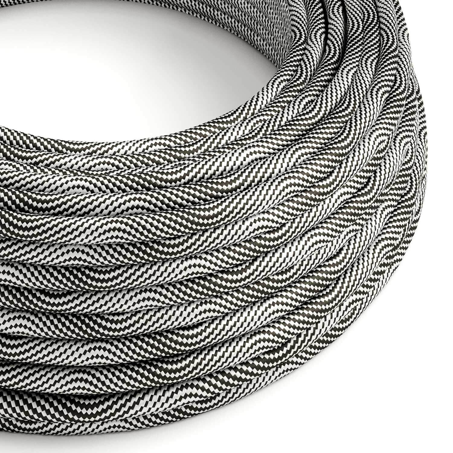 Optical Black and Silver Vertigo electrical cord for lighting - The Original Creative Cables, for DIY lamps - ERM64