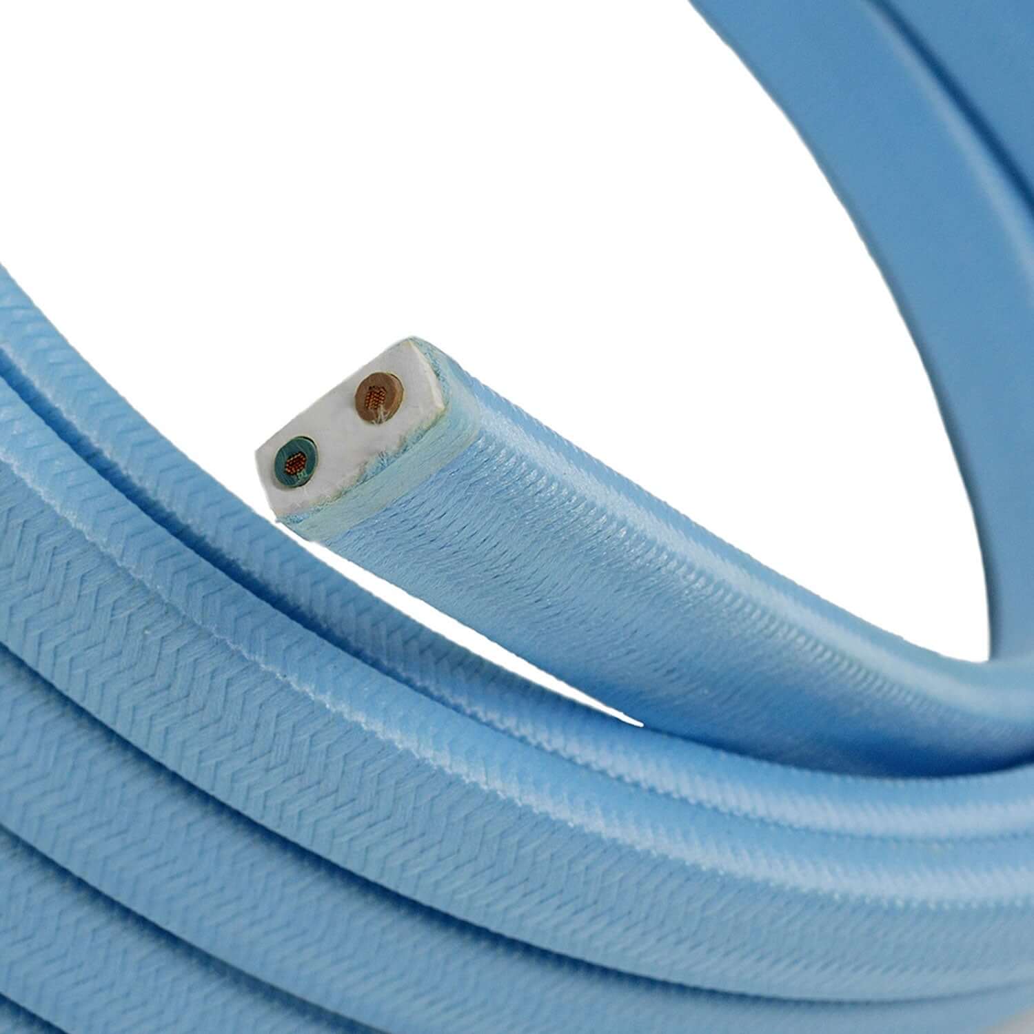 Electric cable for string light covered in Baby Blue fabric CM17 - Image 2