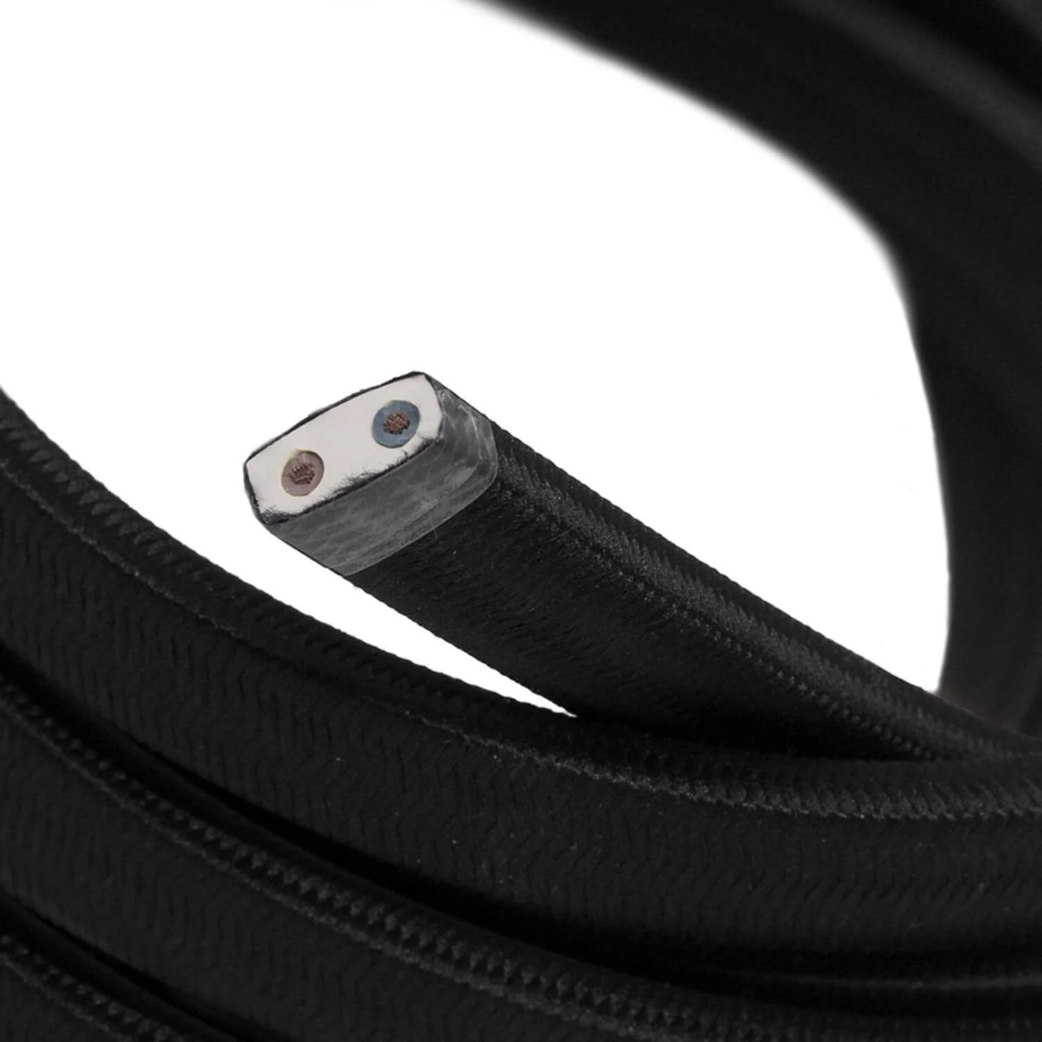 Electric cable for string light covered in Black CM04 fabric - UV resistant - Image 2