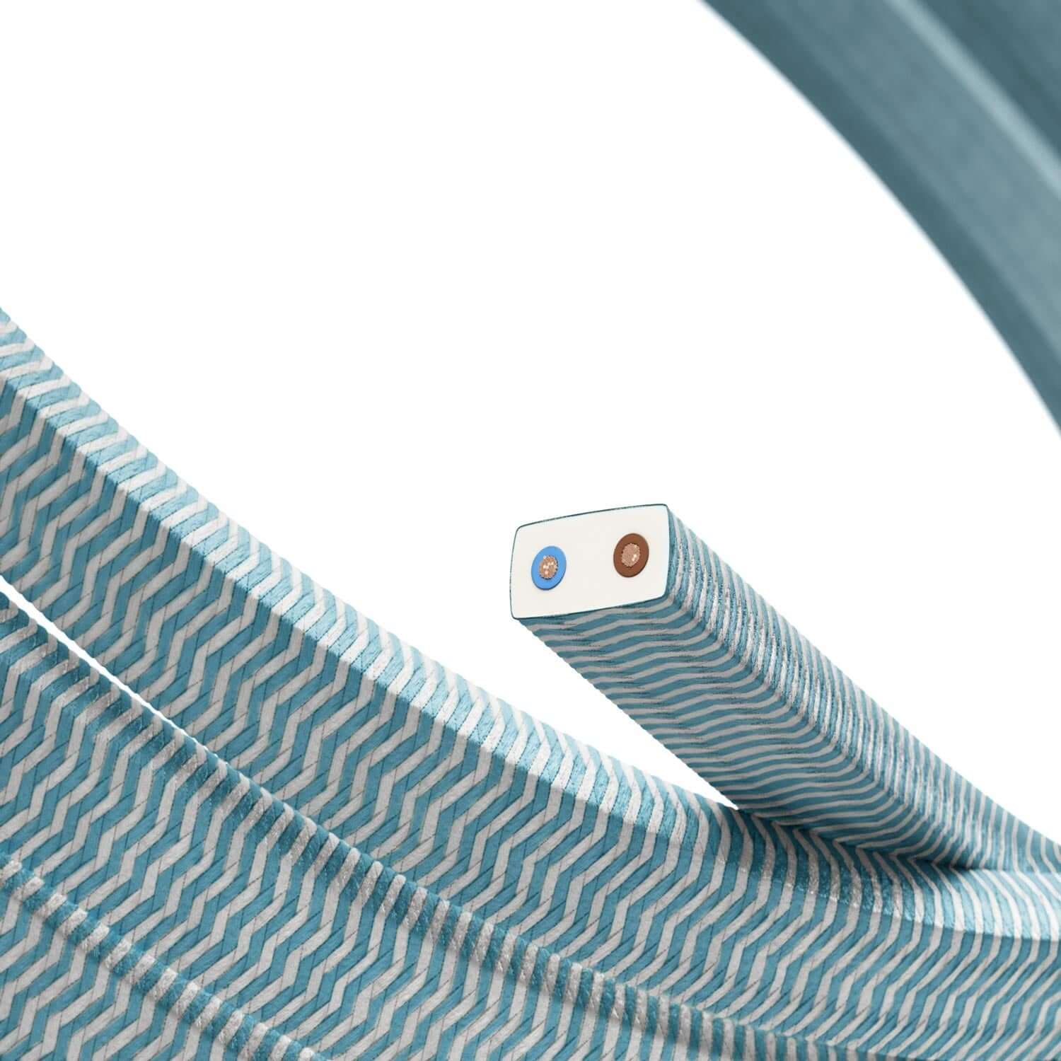 Fabric-covered electric cable for string light, Turquoise zig-zag CZ11 - UV resistant - Image 2