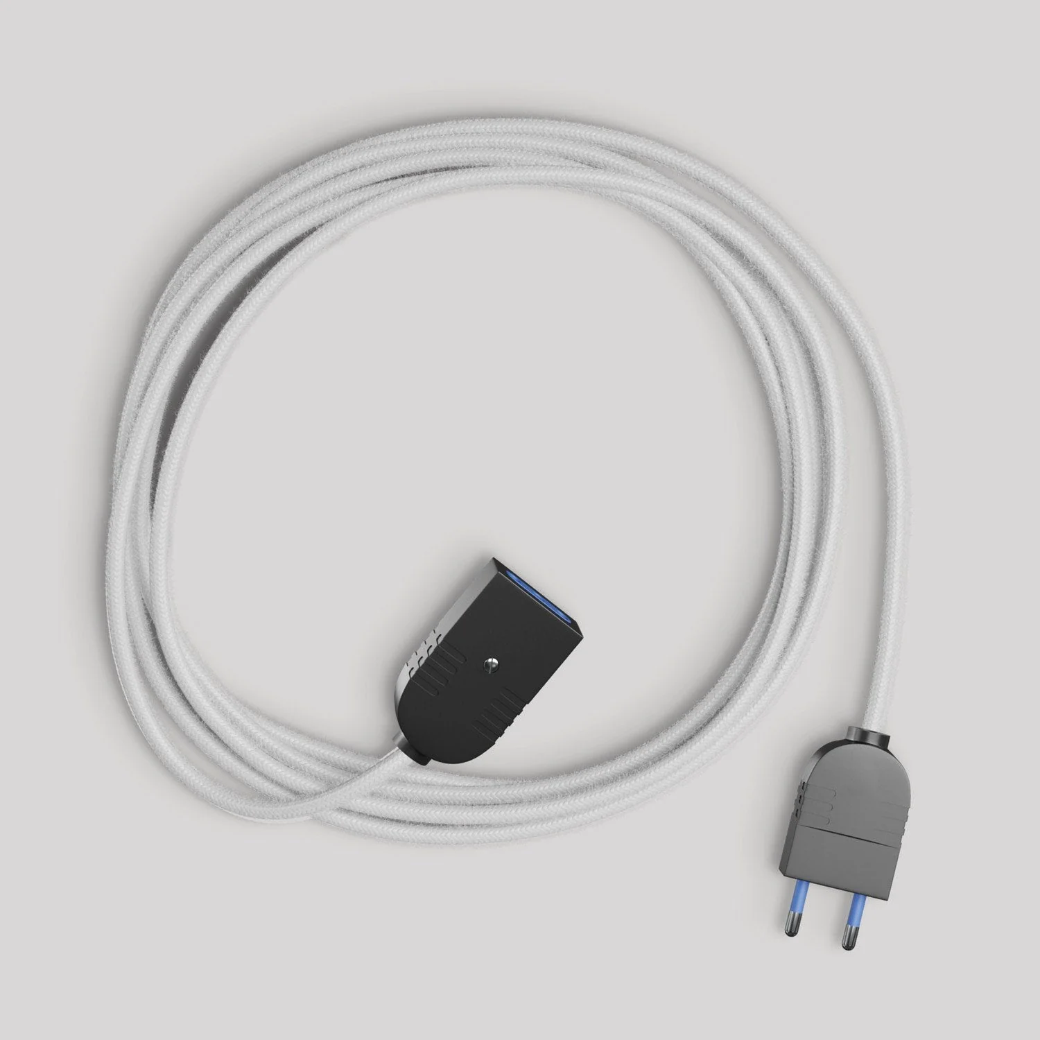 Extension lead with shiny white fabric cable 2P 10A Made in Italy - Image 3