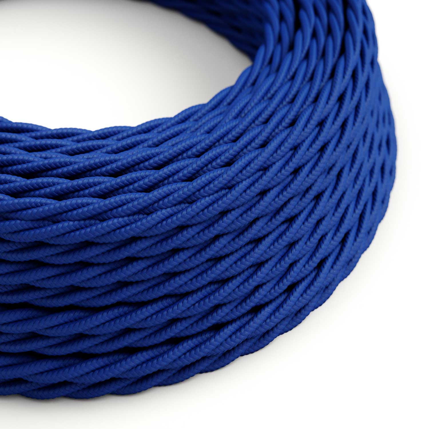 Classic Blue braided and glossy textile Electric Cable - The Original Creative Cables, for exposed designer installations - TM12