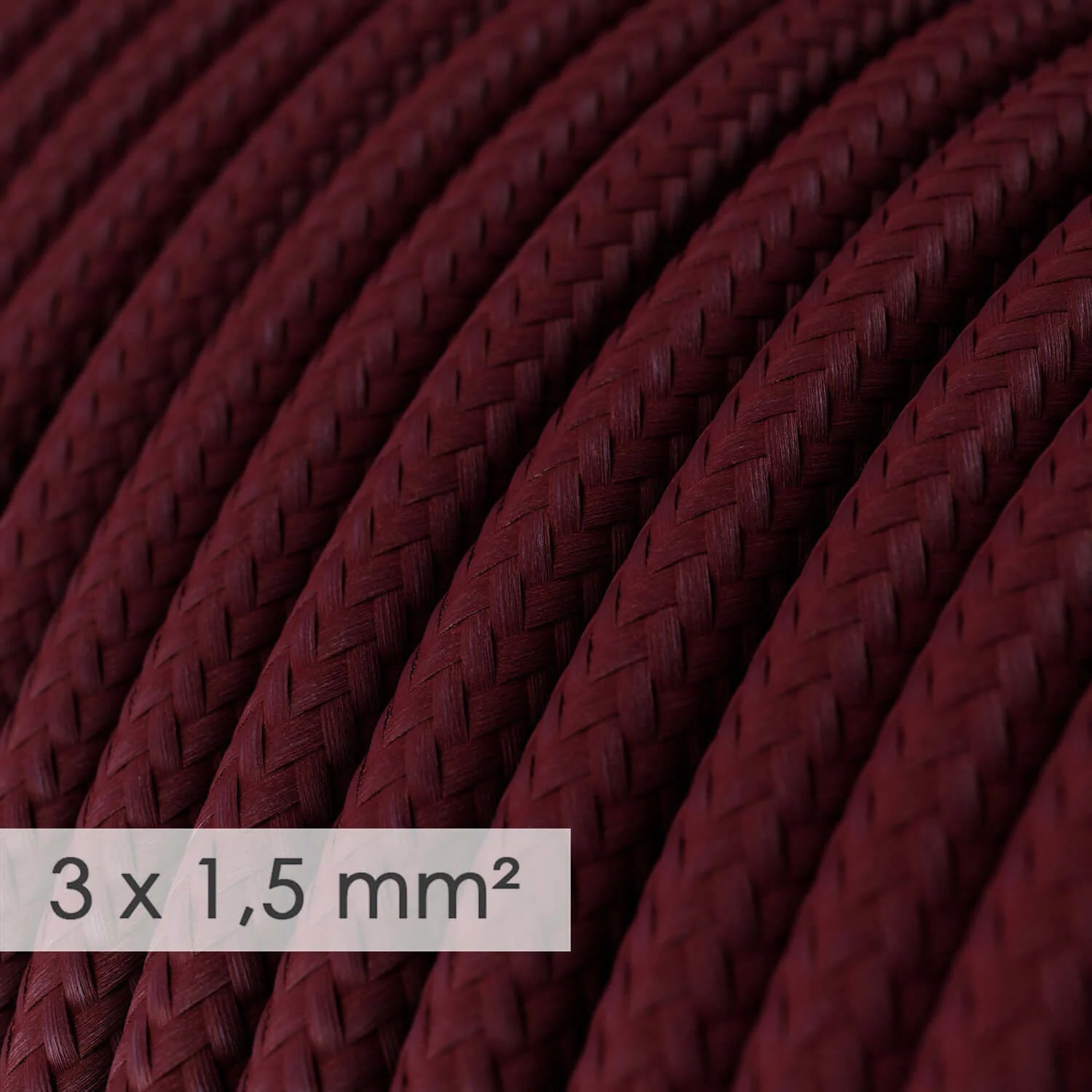 Large section electric cable 3x1.50 round - Bordeaux silk-effect fabric RM19 - Image 2
