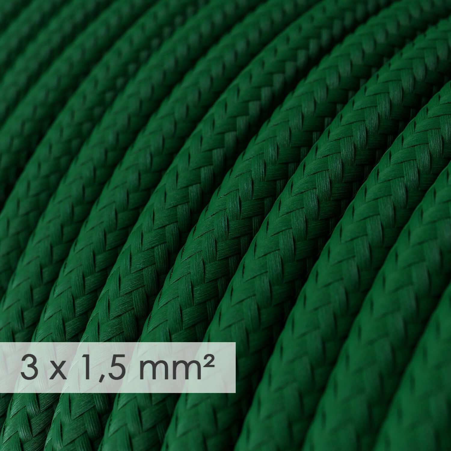 Large section round electrical cable 3x1.50 - dark green silk-effect fabric RM21 - Image 2