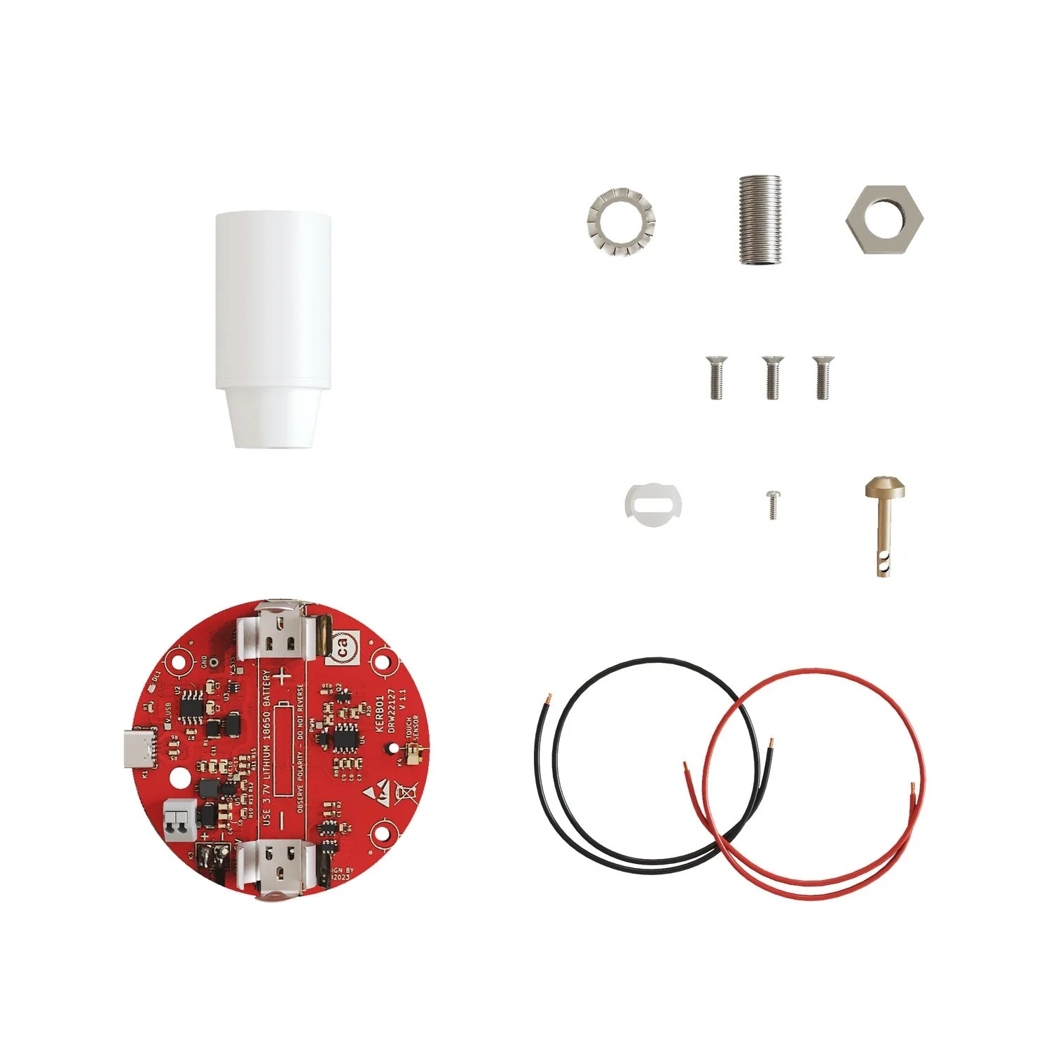 Electronic kit for 5V USB-C battery-powered lamps with smooth E14 Socket - White