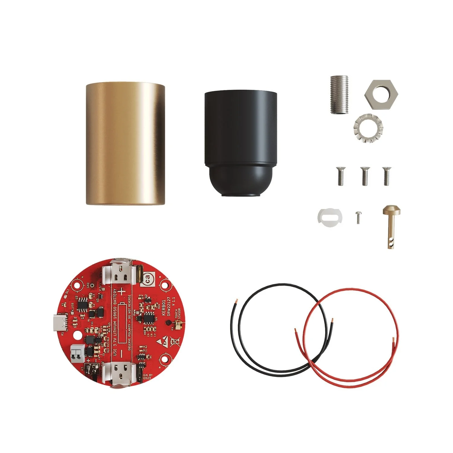 Electronic kit for 5V USB-C battery-powered lamps with E27 socket - Satin bronze