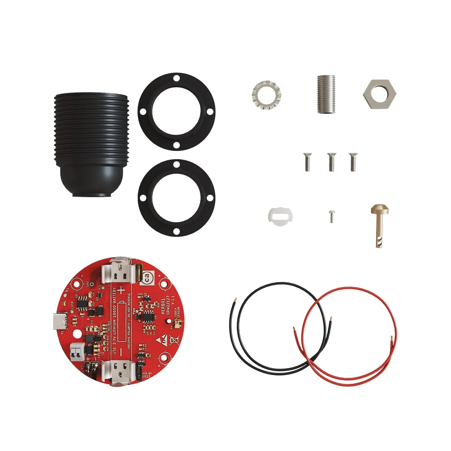 Electronic kit for 5V USB-C battery-powered lamps with E27 threaded socket - Black