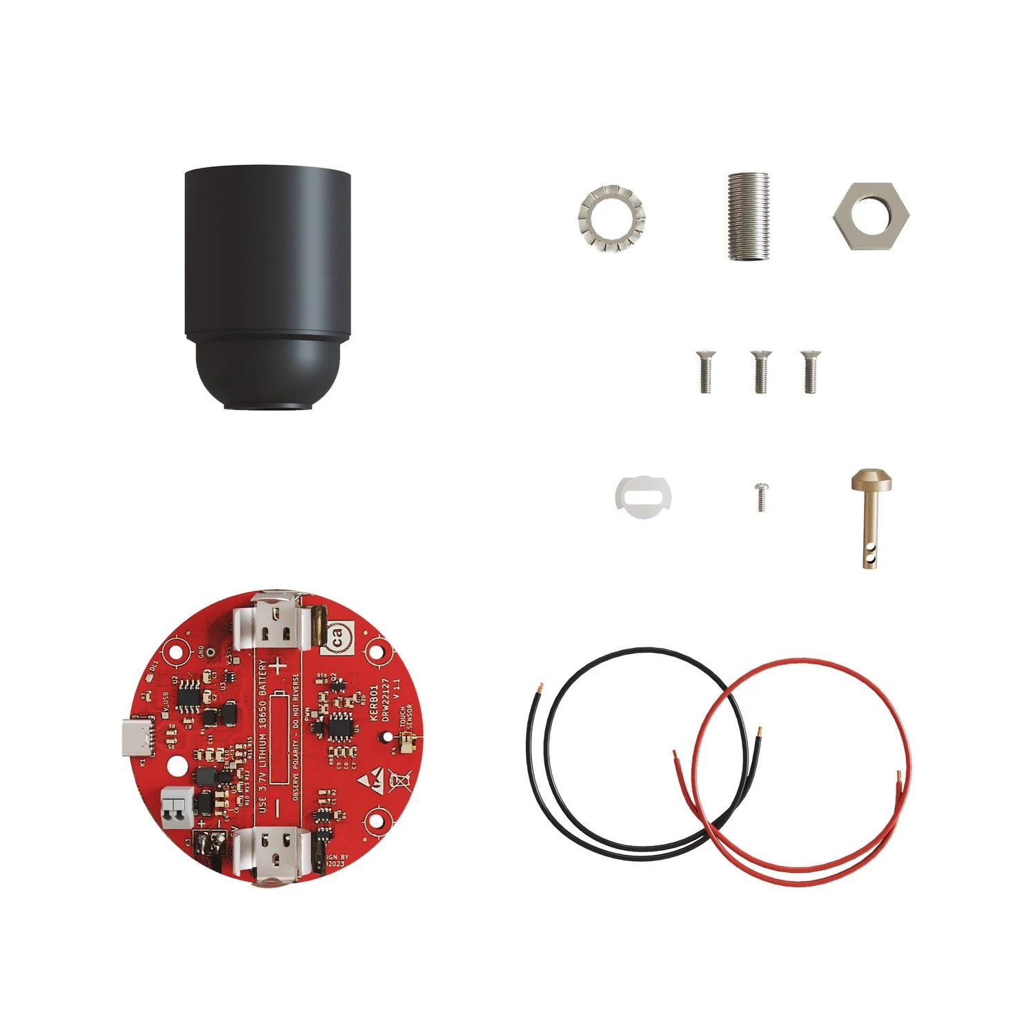 Electronic kit for 5V USB-C battery-powered lamps with smooth E27 socket - Black