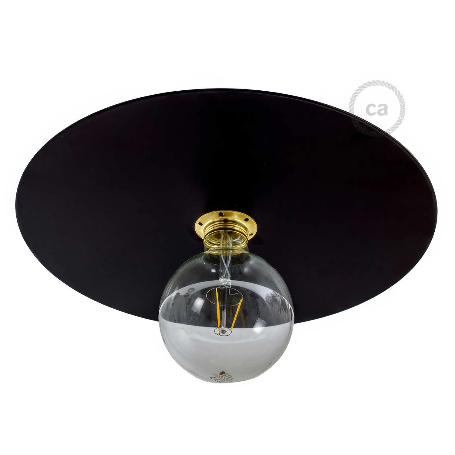 Ellepì oversized painted iron plate for pendant lamps, diameter 40 cm - Made in Italy - Black - Image 2