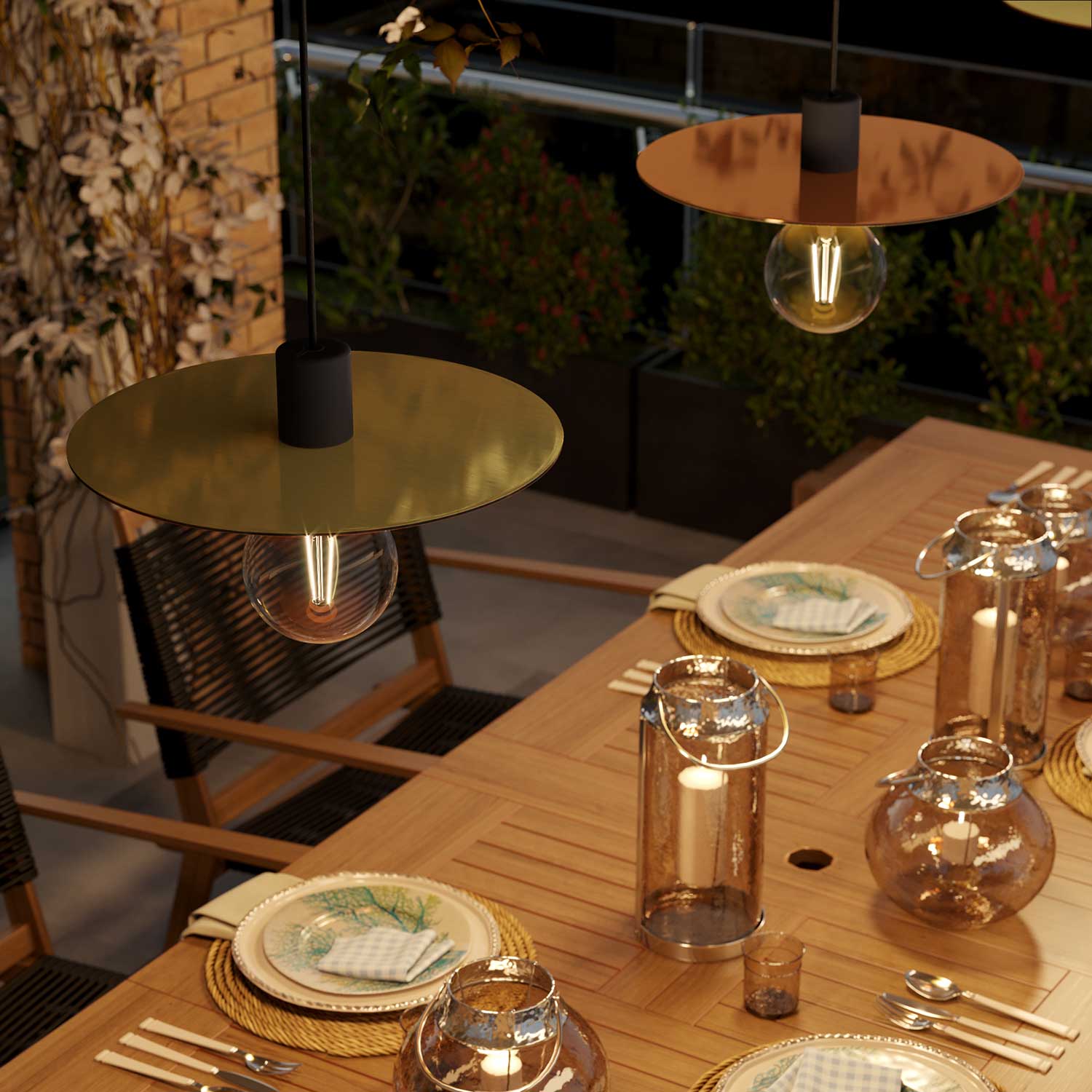 Oversized Ellepì plate in Dibond for outdoor pendant lamps, diameter 40 cm - Made in Italy - Copper and Bronze - Image 3