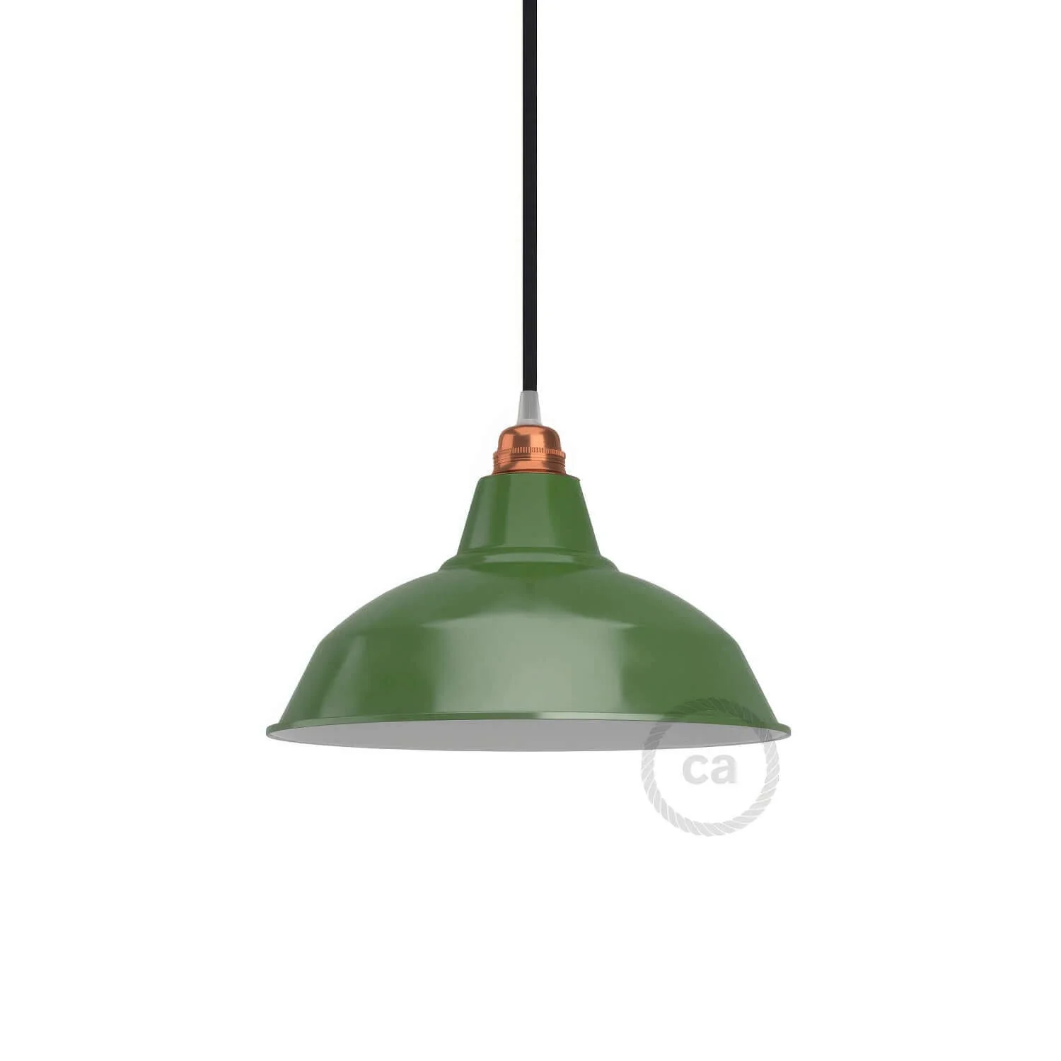 Bistrot lampshade in enamelled metal with E27 fitting, 30 cm diameter - Green