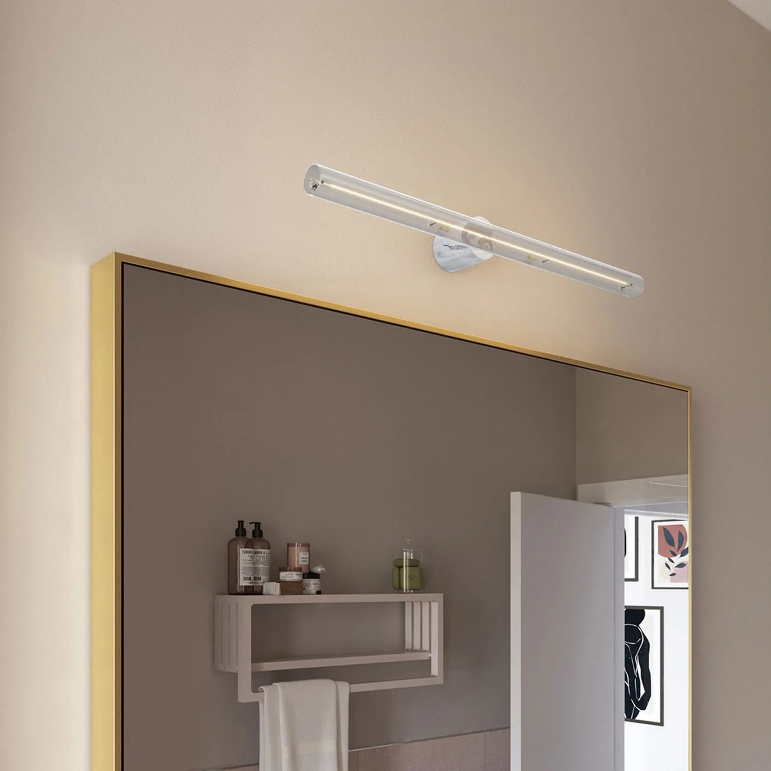 Esse14 wall or ceiling lamp for S14d LED light bulb – Waterproof IP44 – White marble effect. - Image 4