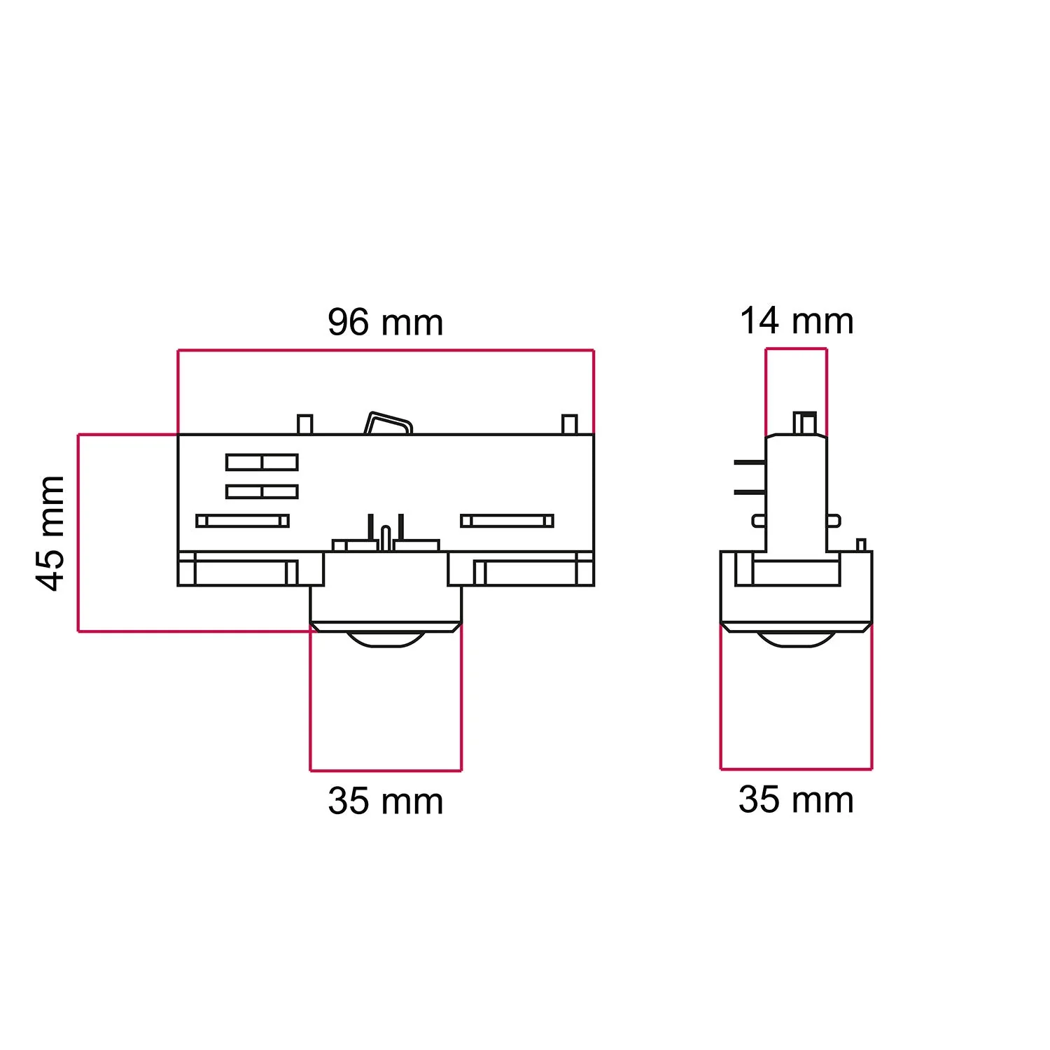 White Eutrac adapter for three-phase track - for extension or joint - Image 3