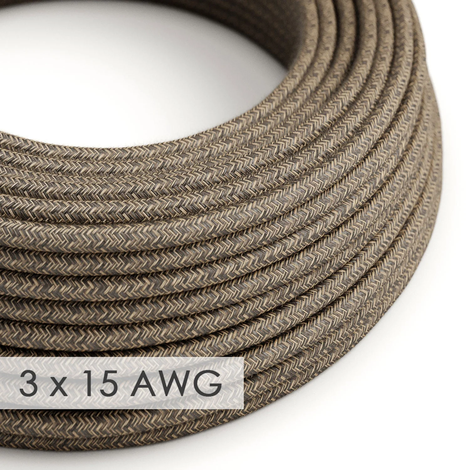 Extension cord – Round Brown Linen RN04 – 15/3 AWG