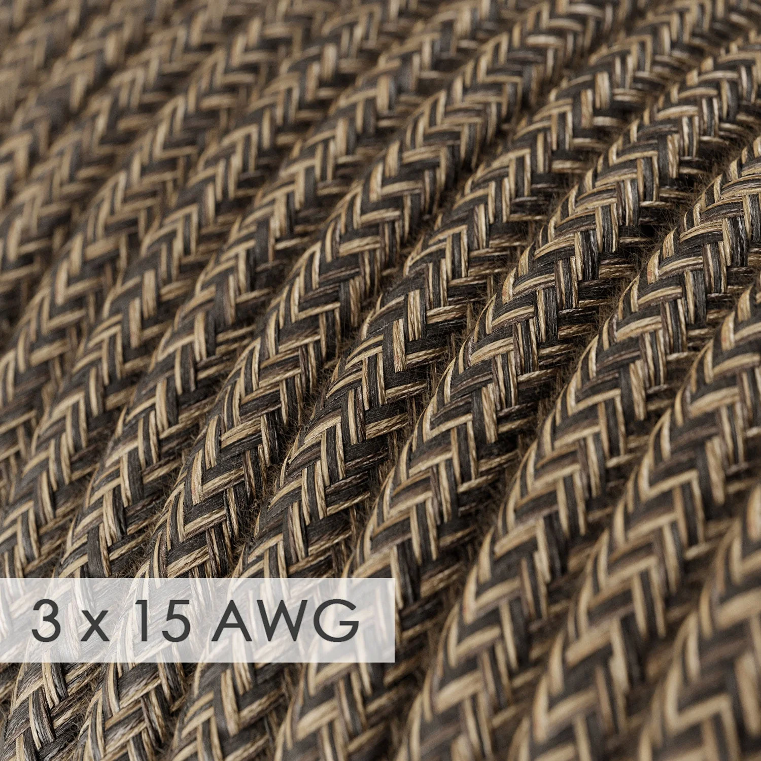 Extension cord – Round Brown Linen RN04 – 15/3 AWG - Image 2
