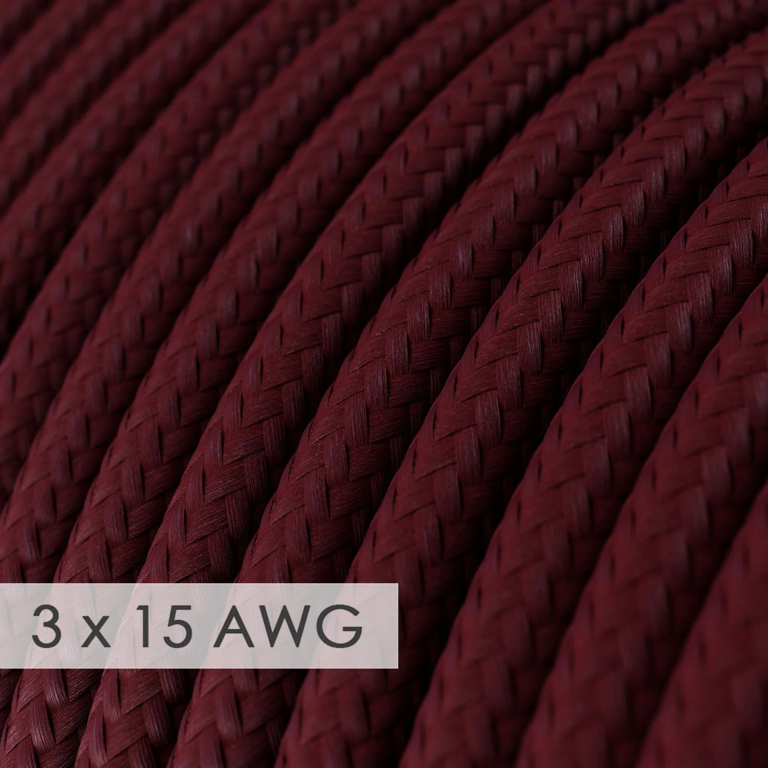 Extension Cord - Round Burgundy Rayon RM19 - 15/3 AWG - Image 2
