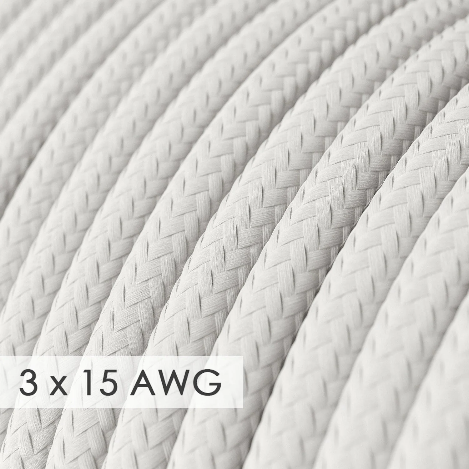 Extension Cord - Round White Rayon RM01 - 15/3 AWG - Image 2