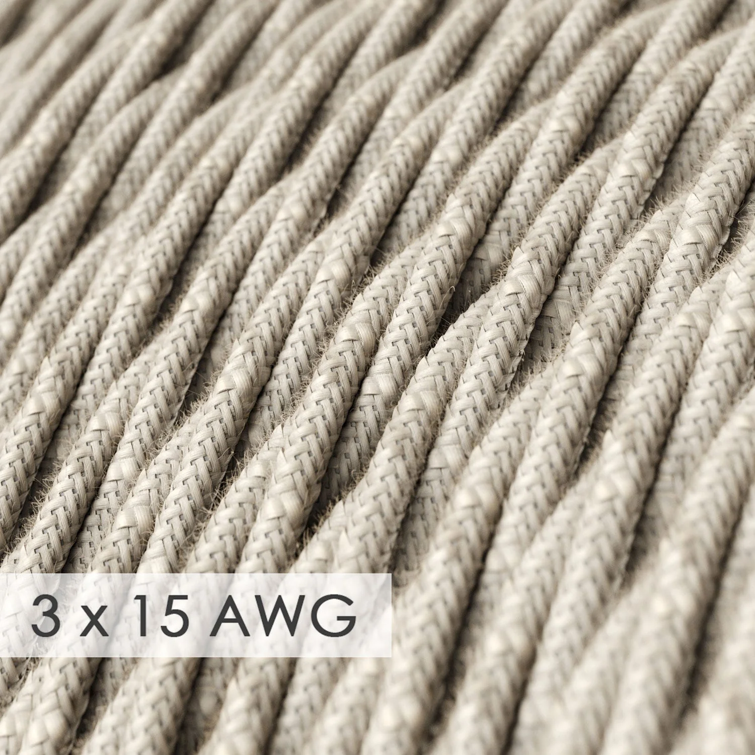 Extension Cord - Twisted Natural Linen TN01 - 15/3 AWG - Image 2