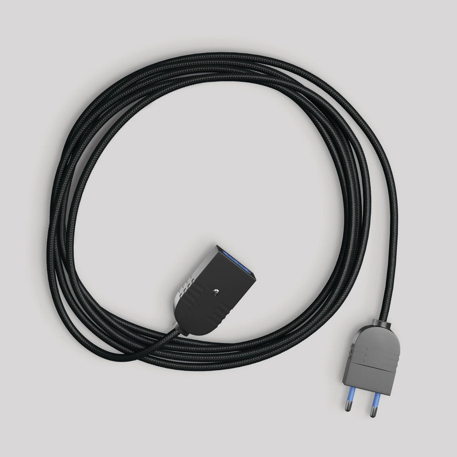 Extension lead with glossy black textile cable 2P 10A Made in Italy - Image 3