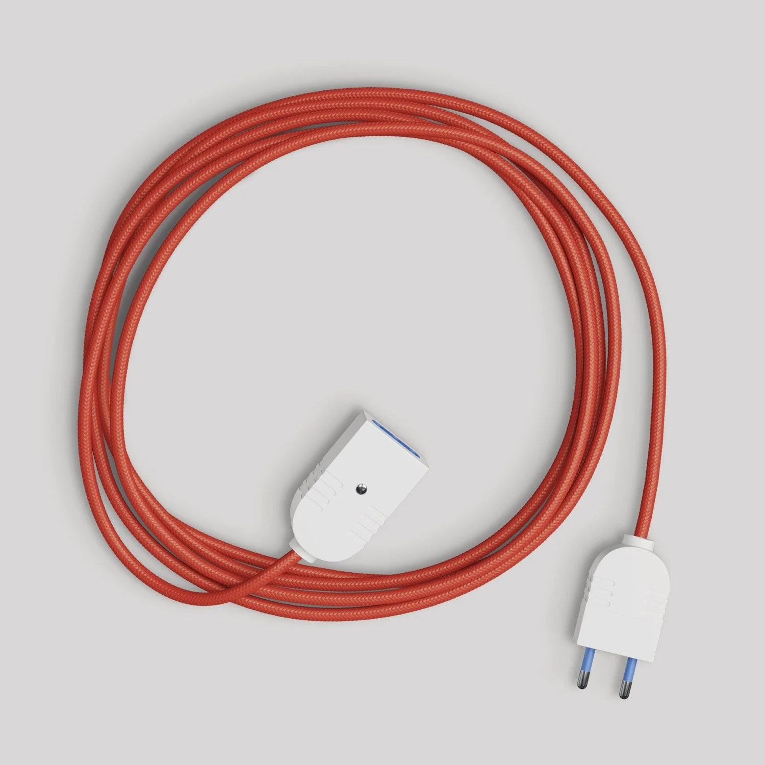 Electric extension lead with shiny red textile cable 2P 10A Made in Italy
