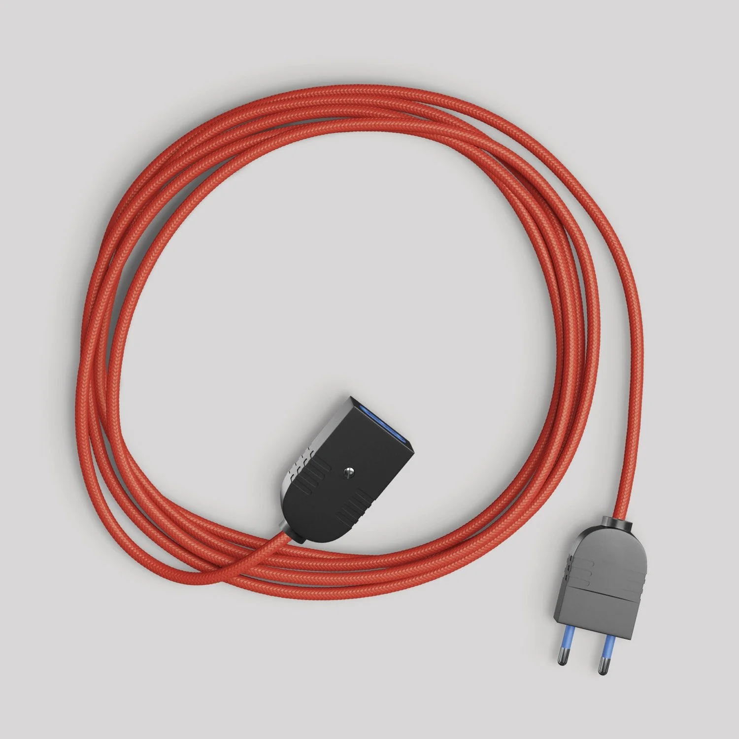 Electric extension lead with shiny red textile cable 2P 10A Made in Italy - Image 3