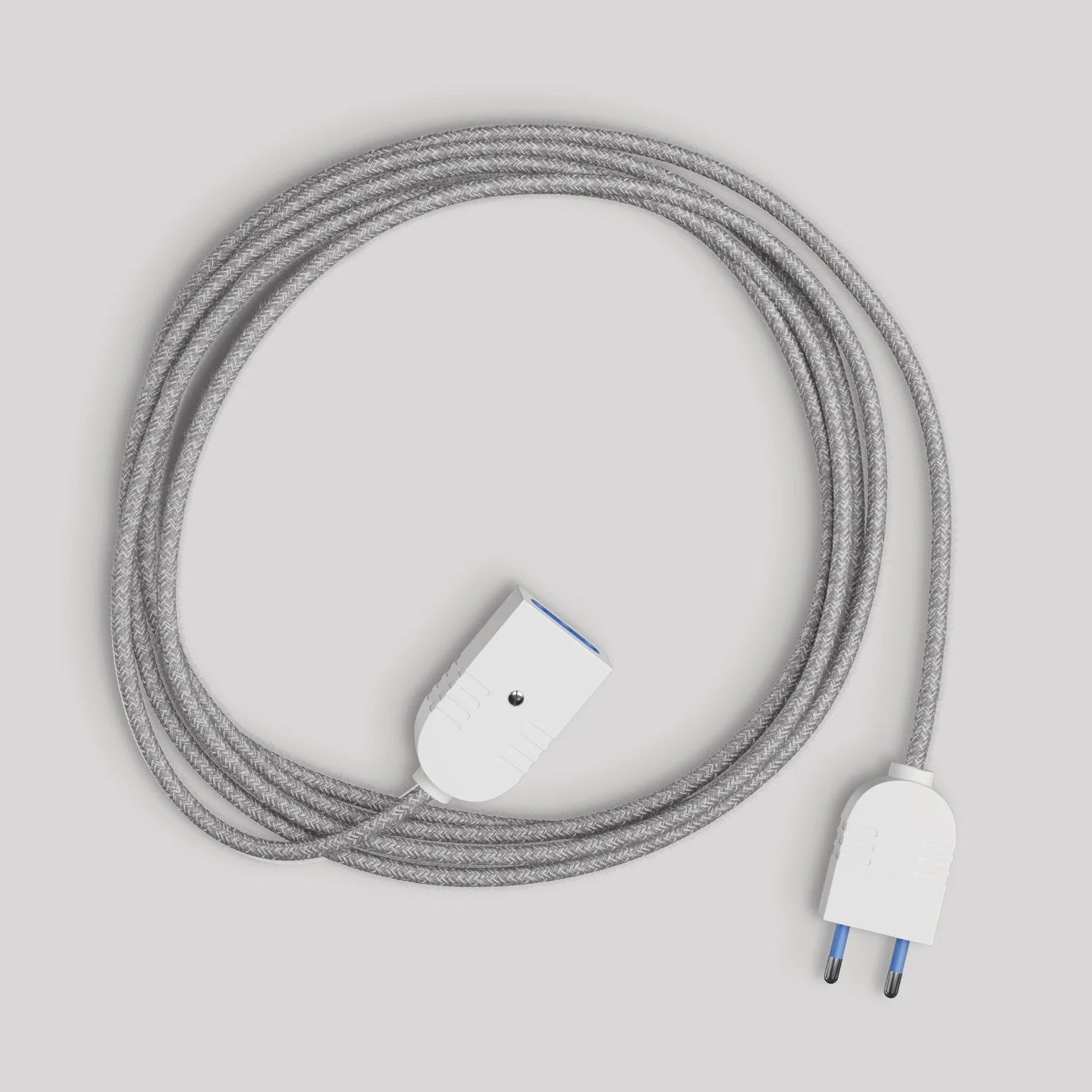 Extension lead with grey linen cable 2P 10A Made in Italy