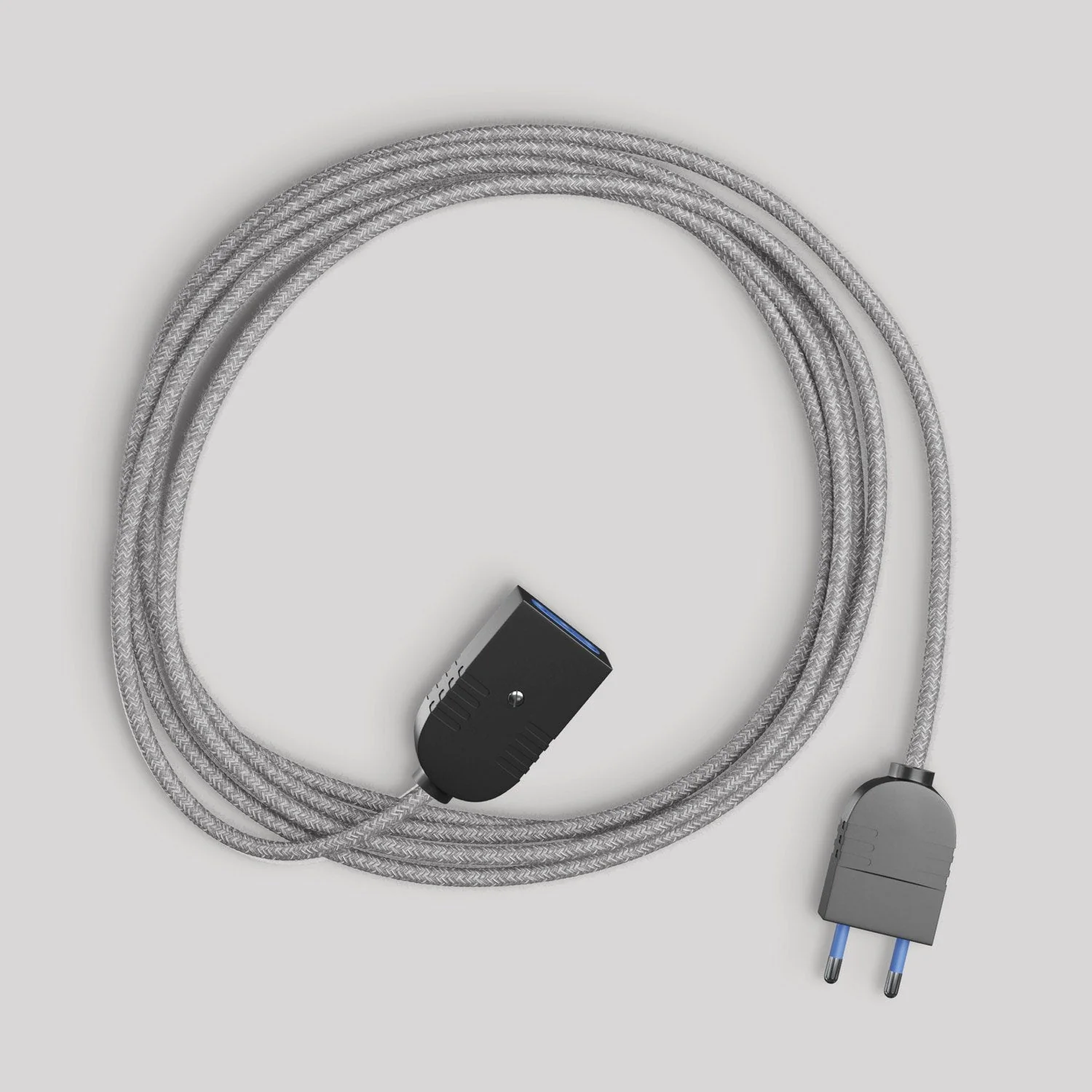 Extension lead with grey linen cable 2P 10A Made in Italy - Image 3