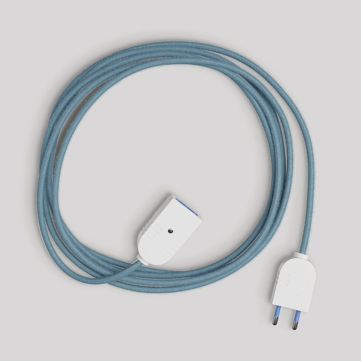 Electric extension lead with ocean blue cotton cable 2P 10A Made in Italy