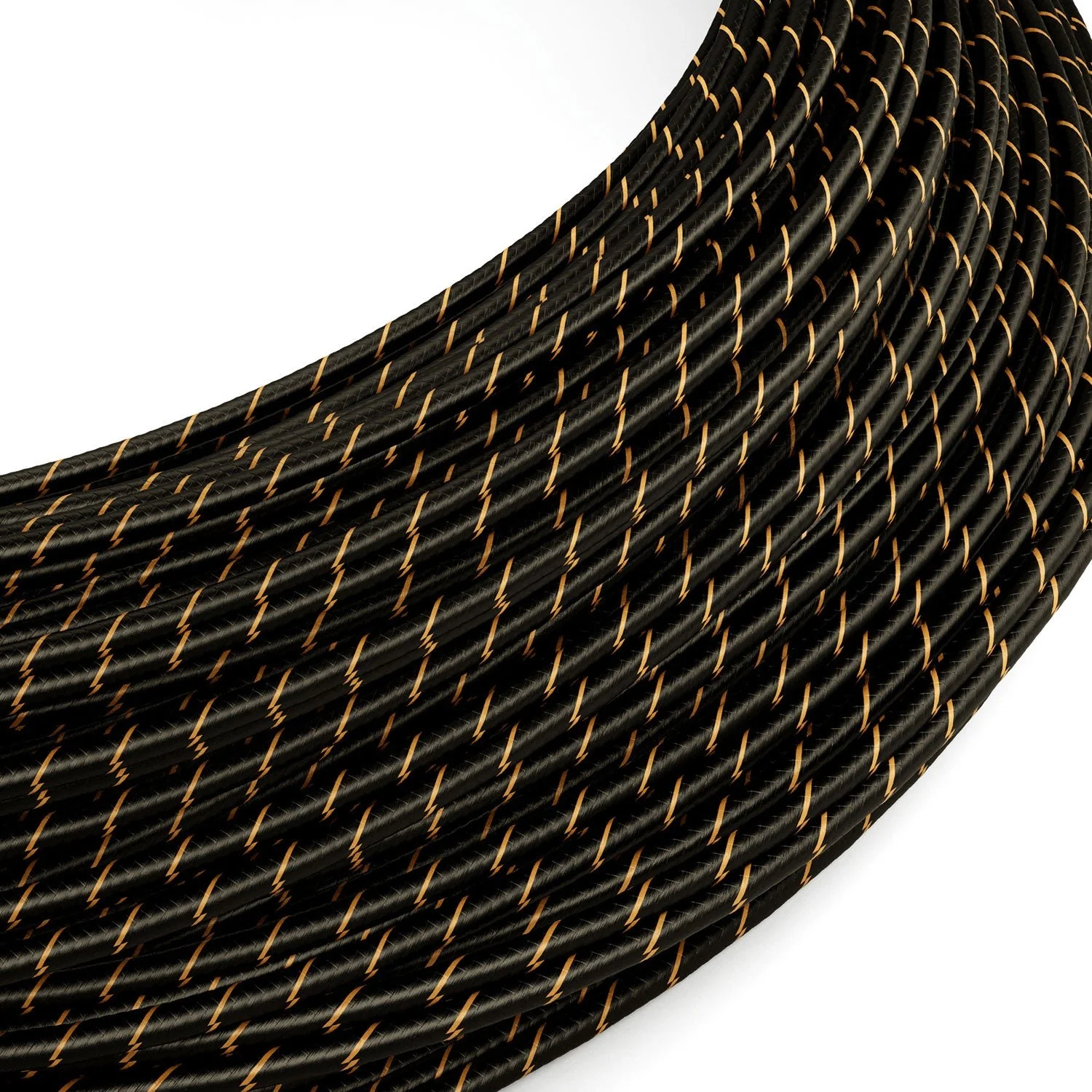 Extra-low-voltage power cable coated in Vertigo Black and Gold silk-effect fabric ERM42