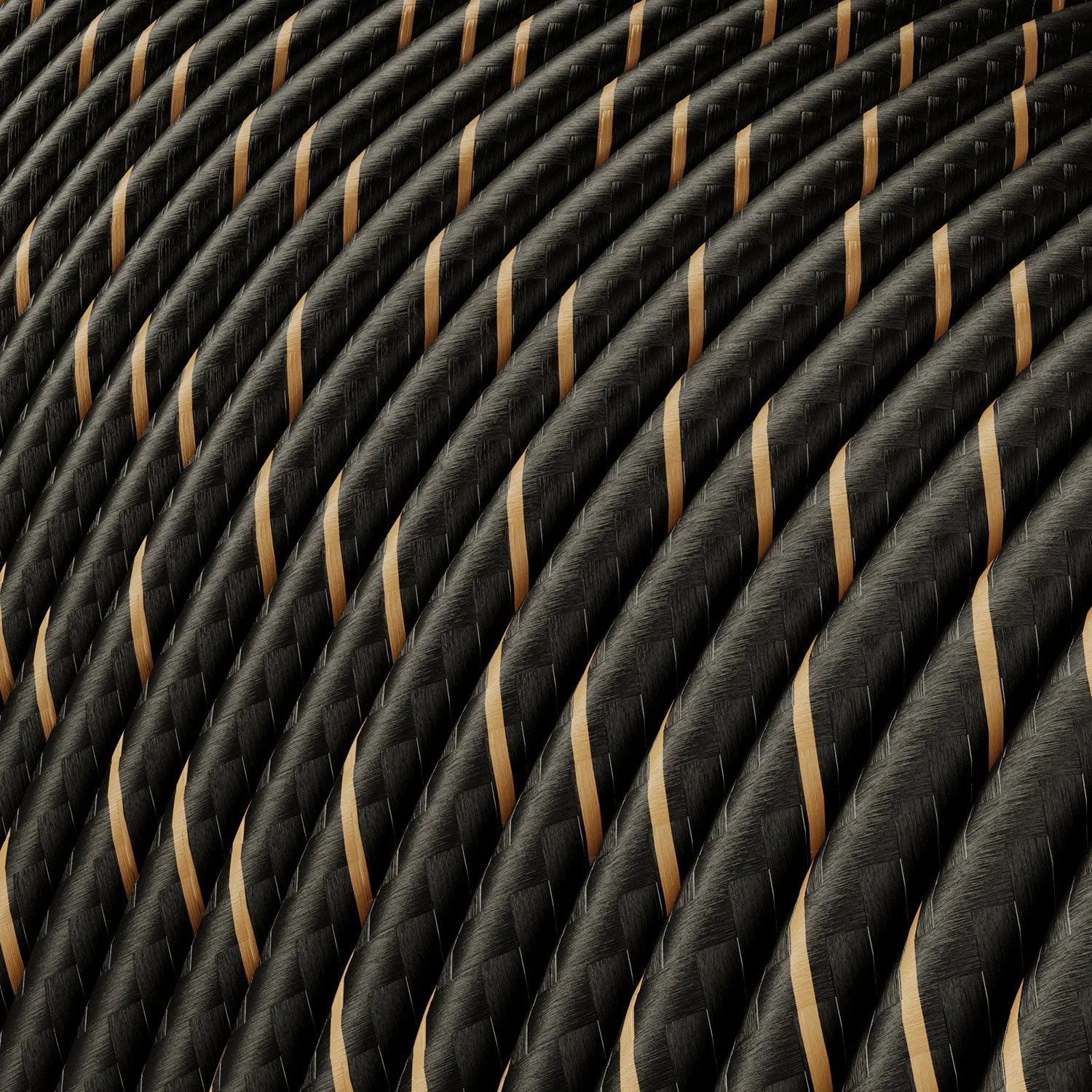 Extra-low-voltage power cable coated in Vertigo Black and Gold silk-effect fabric ERM42 - Image 2