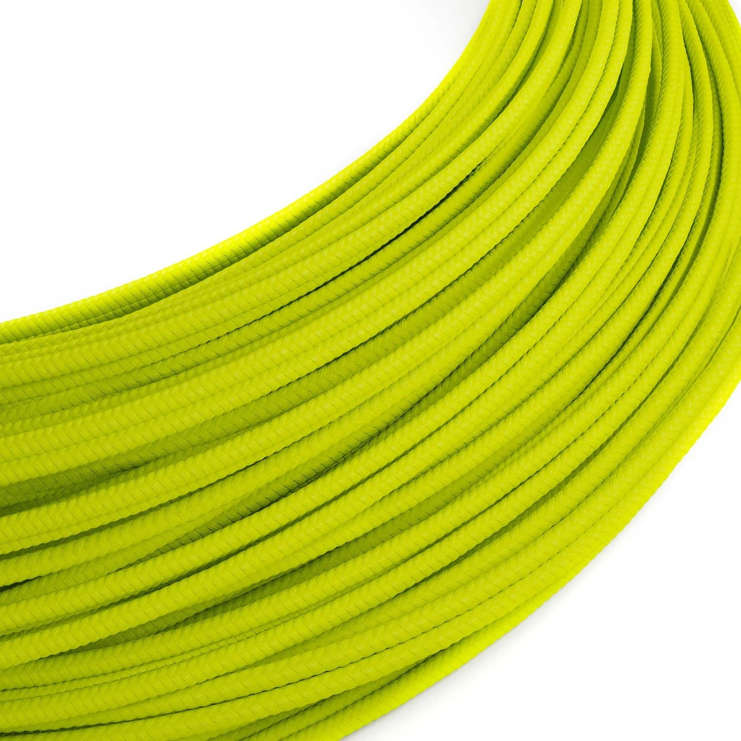 Extra Low Voltage power cable coated in Yellow Fluo silk-effect fabric RF10
