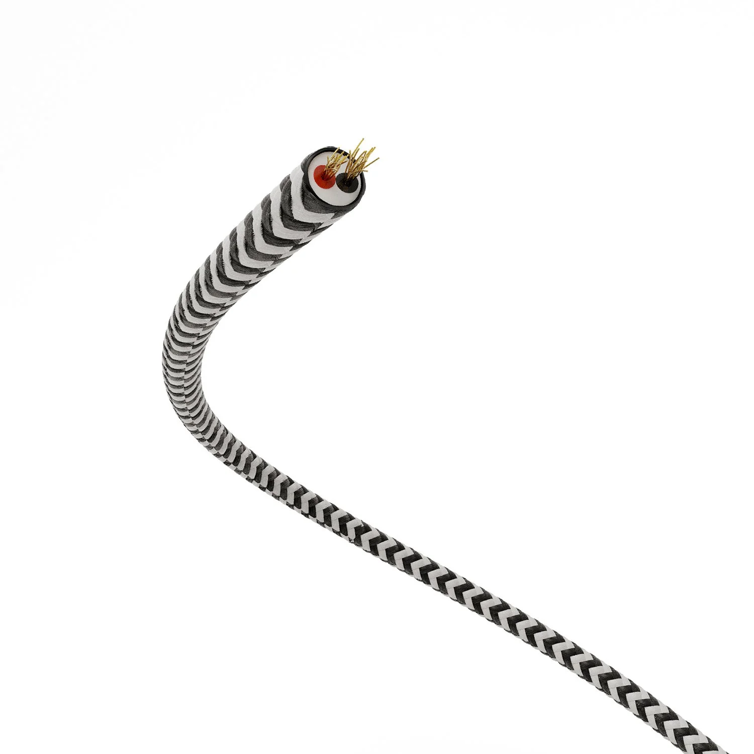 Extra Low Voltage power cable coated in silk-effect fabric ZigZag Black and White RZ04 - Image 3