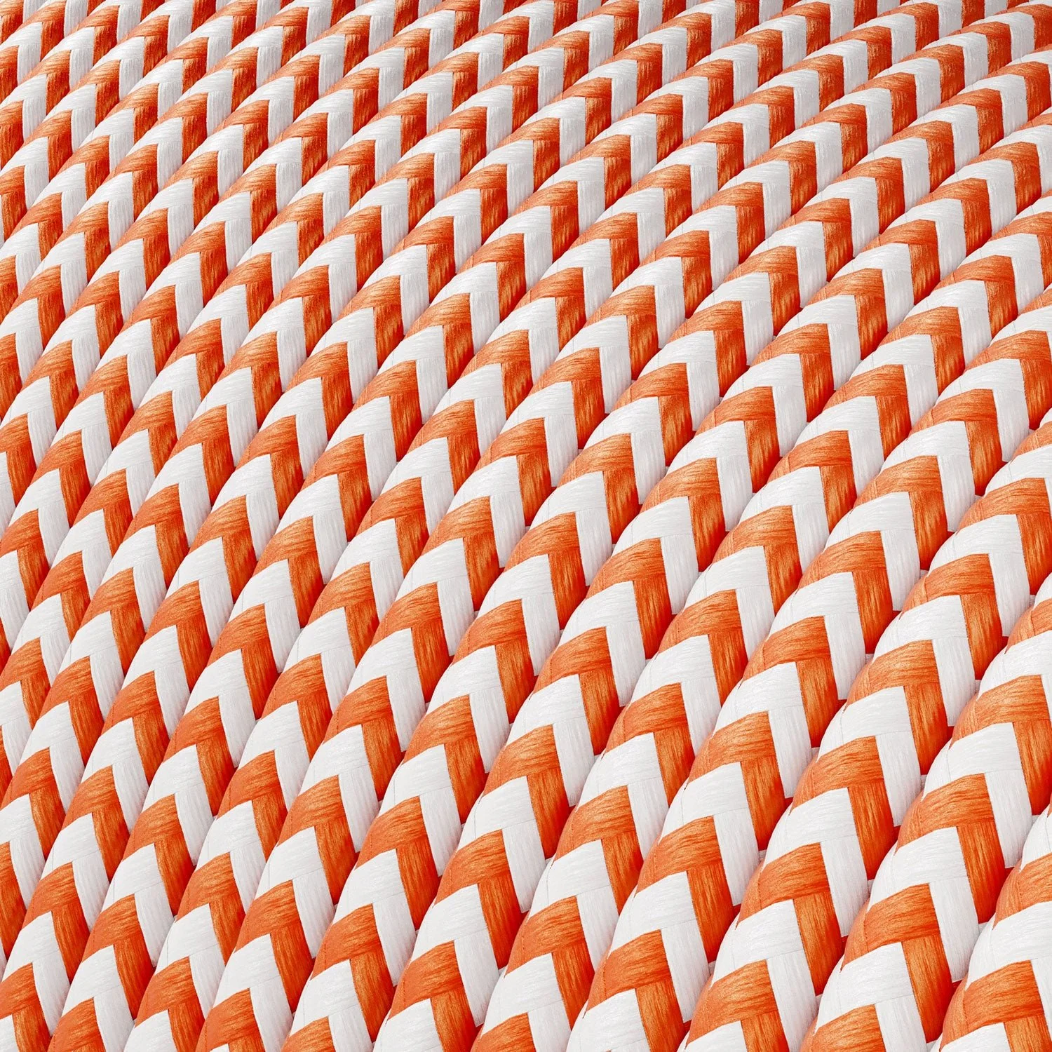Extra-low-voltage power cable coated in ZigZag White and Orange RZ15 silk-effect fabric - Image 2