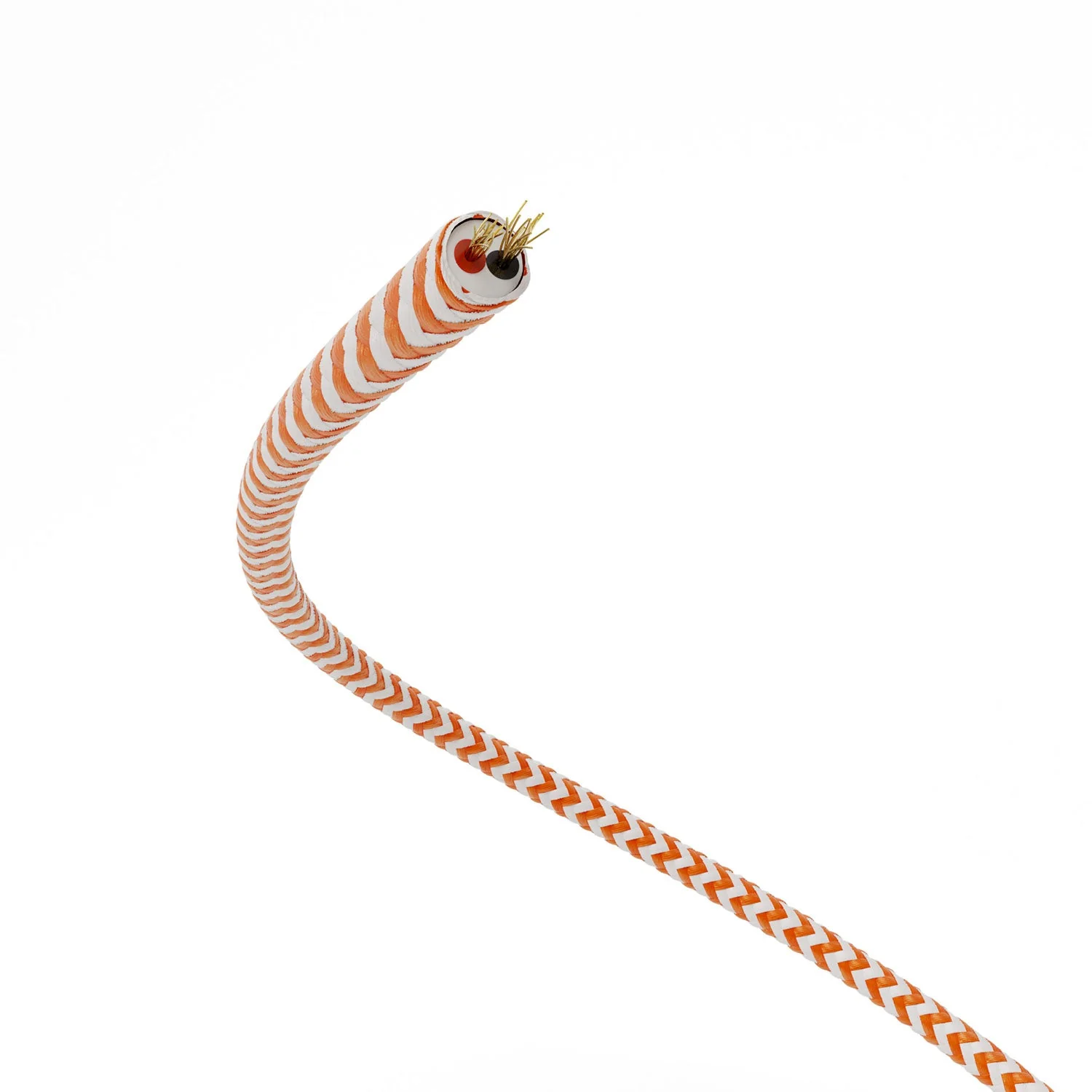 Extra-low-voltage power cable coated in ZigZag White and Orange RZ15 silk-effect fabric - Image 3