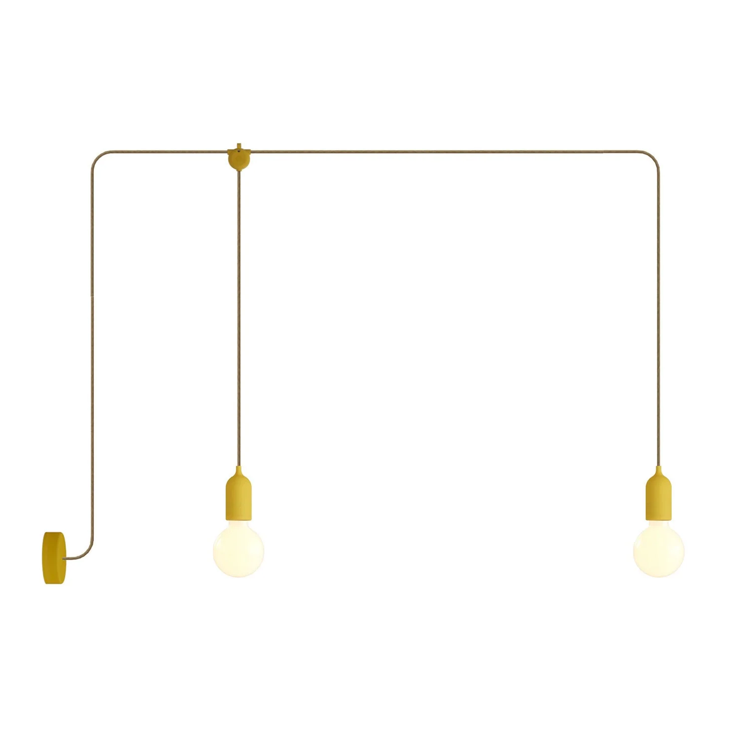 F-Snake Modulair Outdoor Lamp IP65 with 2 lights and ceiling rose - Mustard