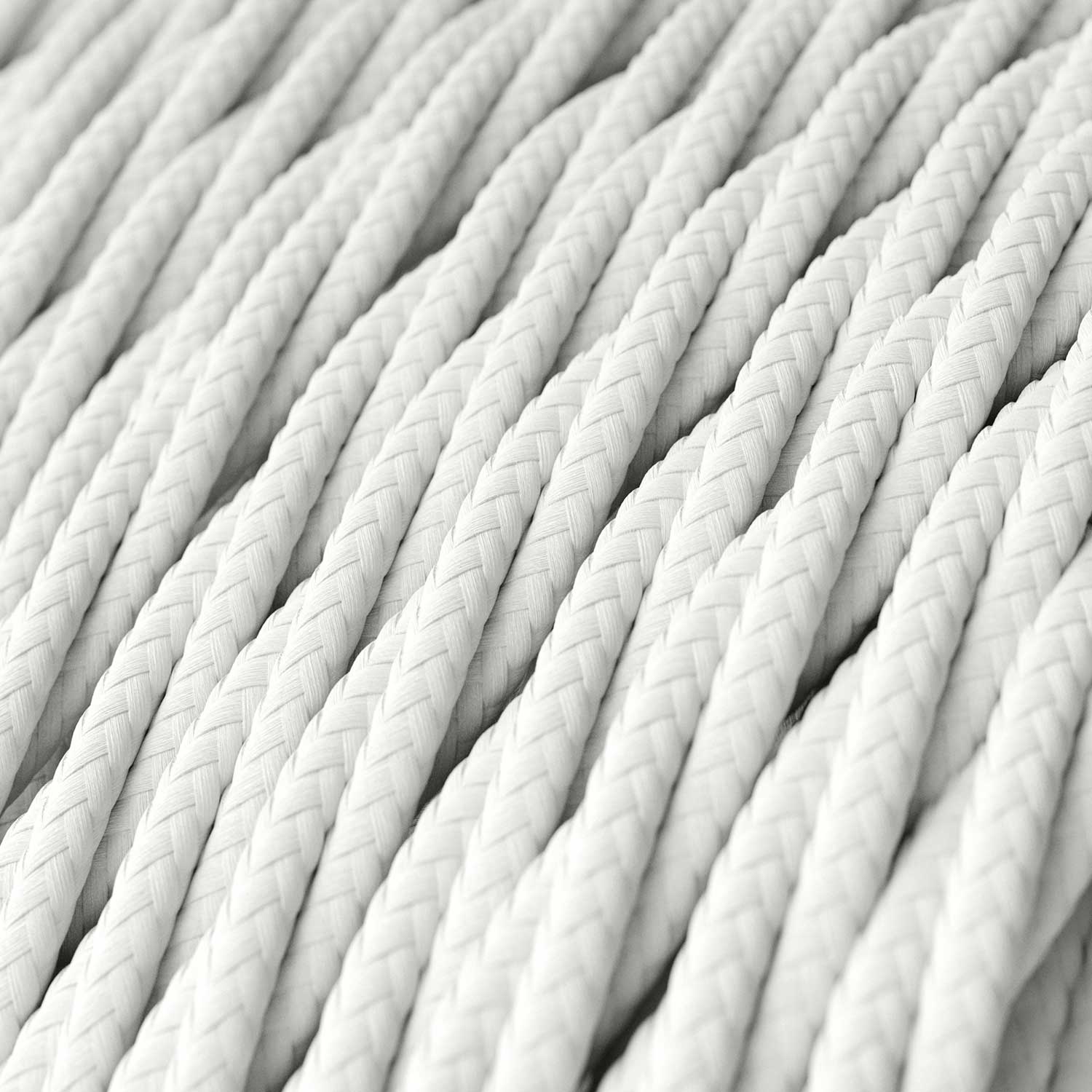 Glossy Optical White braided fabric electric cable - The Original Creative Cables, for designer exposed installations - TM01 - Image 2