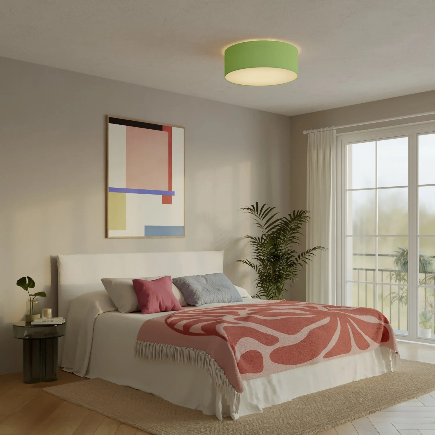 Large Fabric Ceiling Light - Made in Italy - Cinette Pistachio Green - Image 2