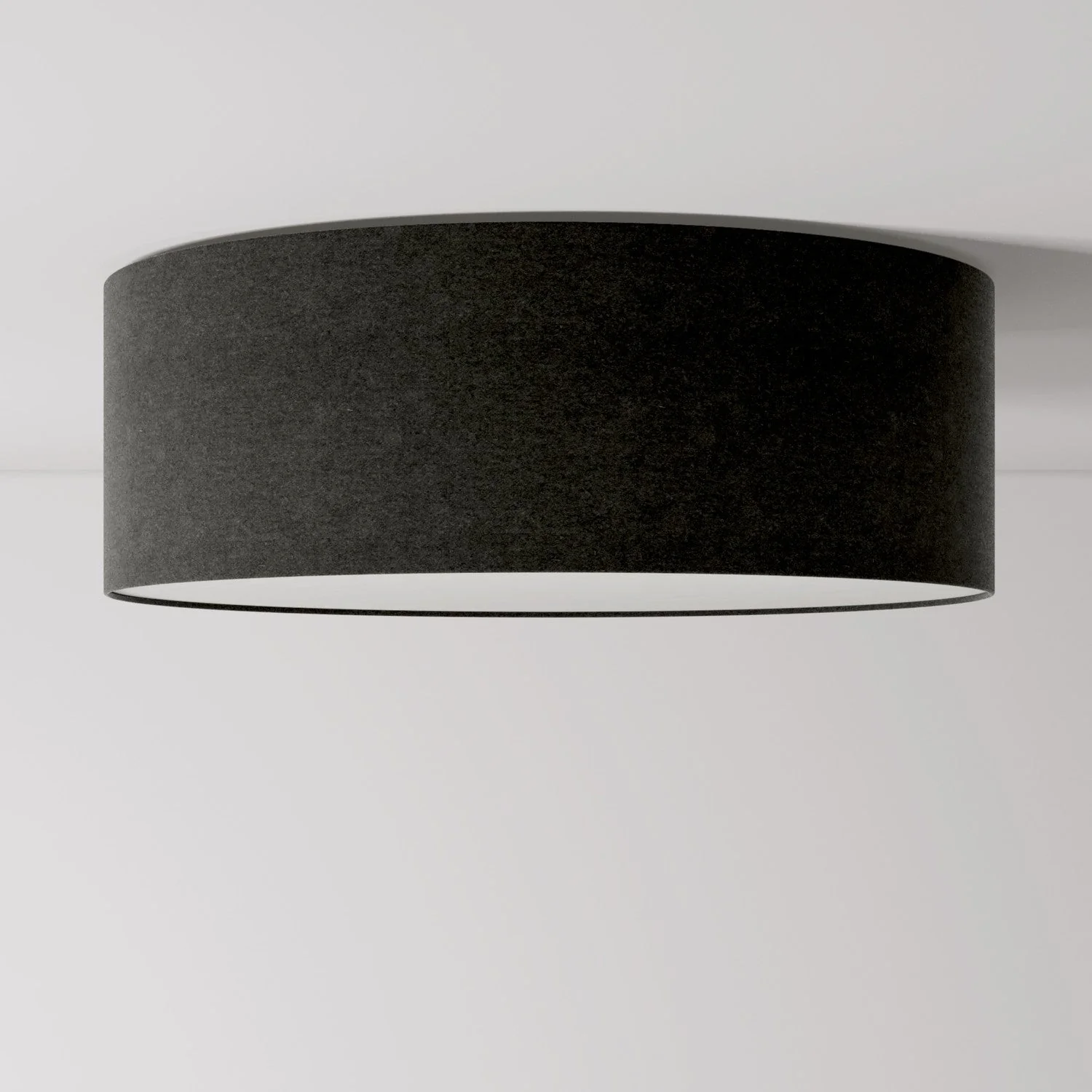 Large Fabric Ceiling Light - Made in Italy - Dark Gray Wool