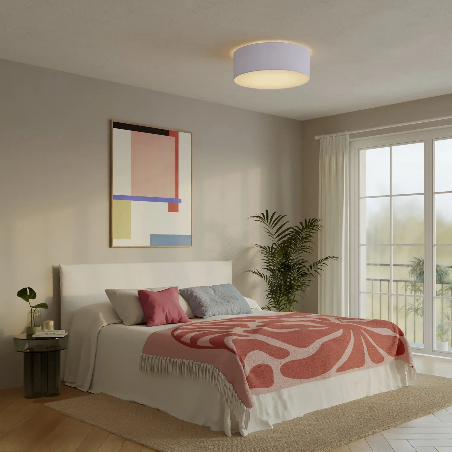 Large ceiling lamp in fabric - Made in Italy - Teletta Lilac - Image 2