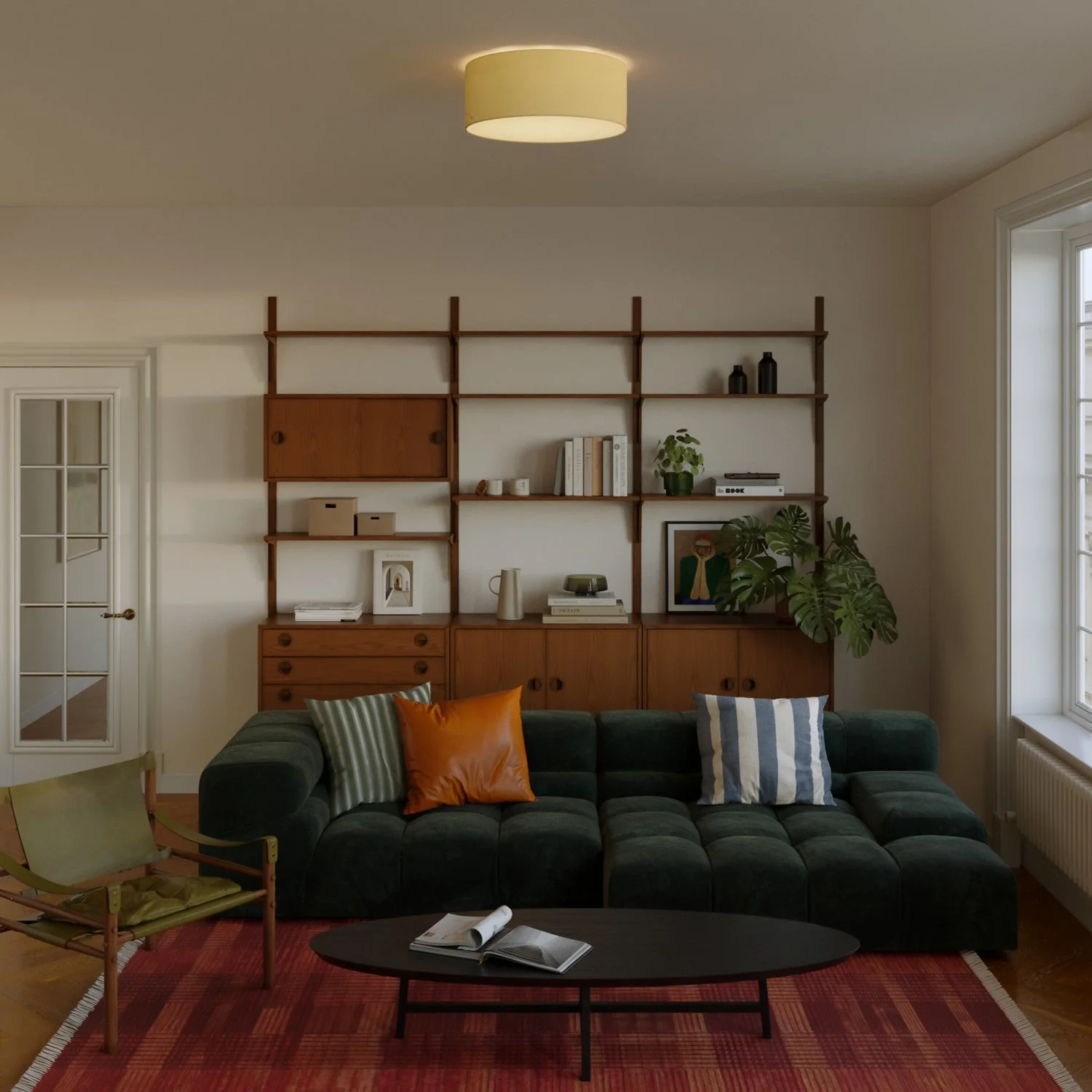 Medium Slim Fabric Ceiling Light - Made in Italy - Arenal Gold - Image 2