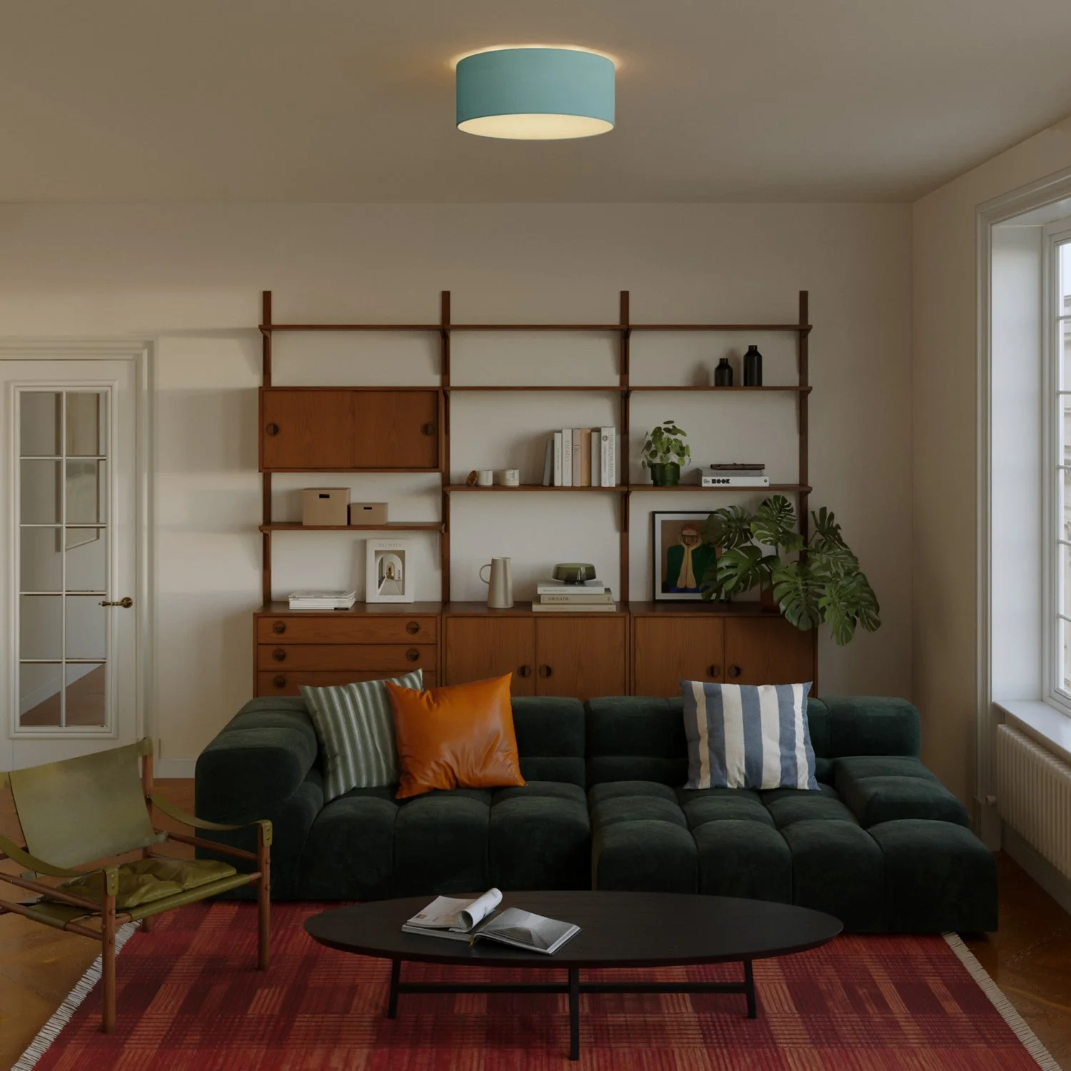 Medium Slim fabric ceiling light - Made in Italy - Dubbio Green Teletta - Image 2