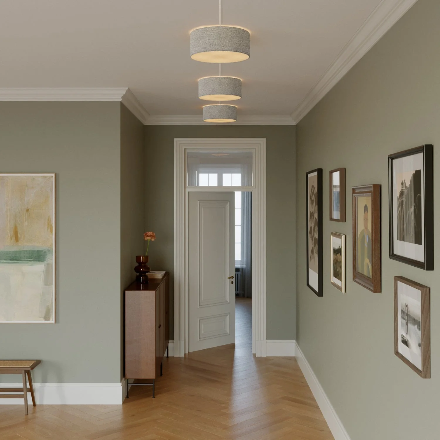 Small fabric ceiling light - Made in Italy - Light Gray Wool - Image 2