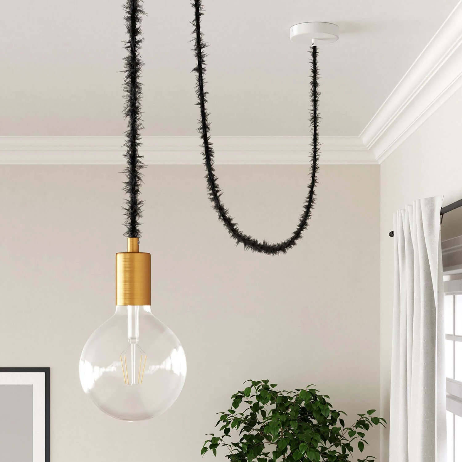 Carbon Black Marlene fabric electrical cable - The Original Creative Cables, ideal for creative chandeliers - TP04 - Image 4
