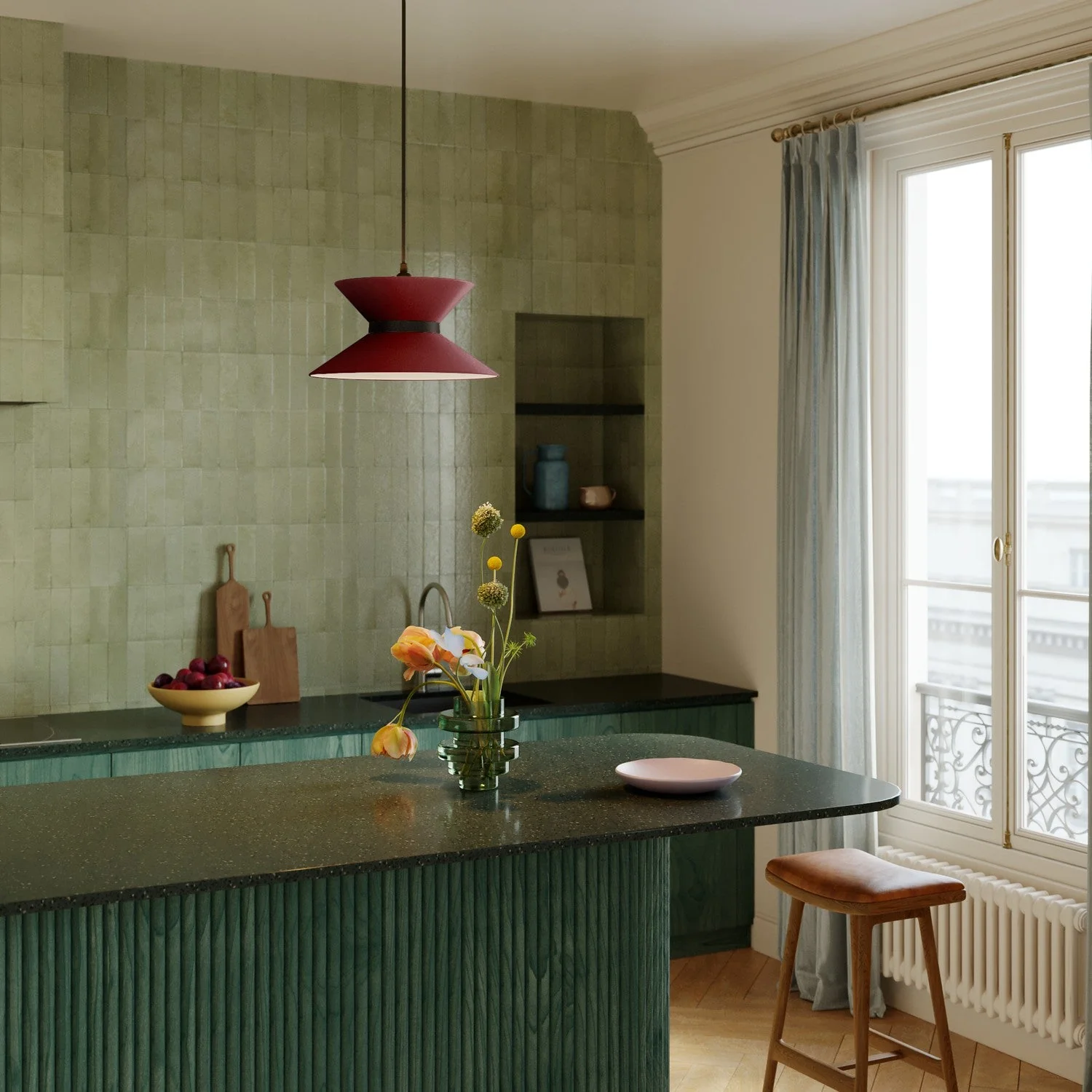Clessidra fabric lampshade for pendant lamp - Arenal Bordeaux - Image 11
