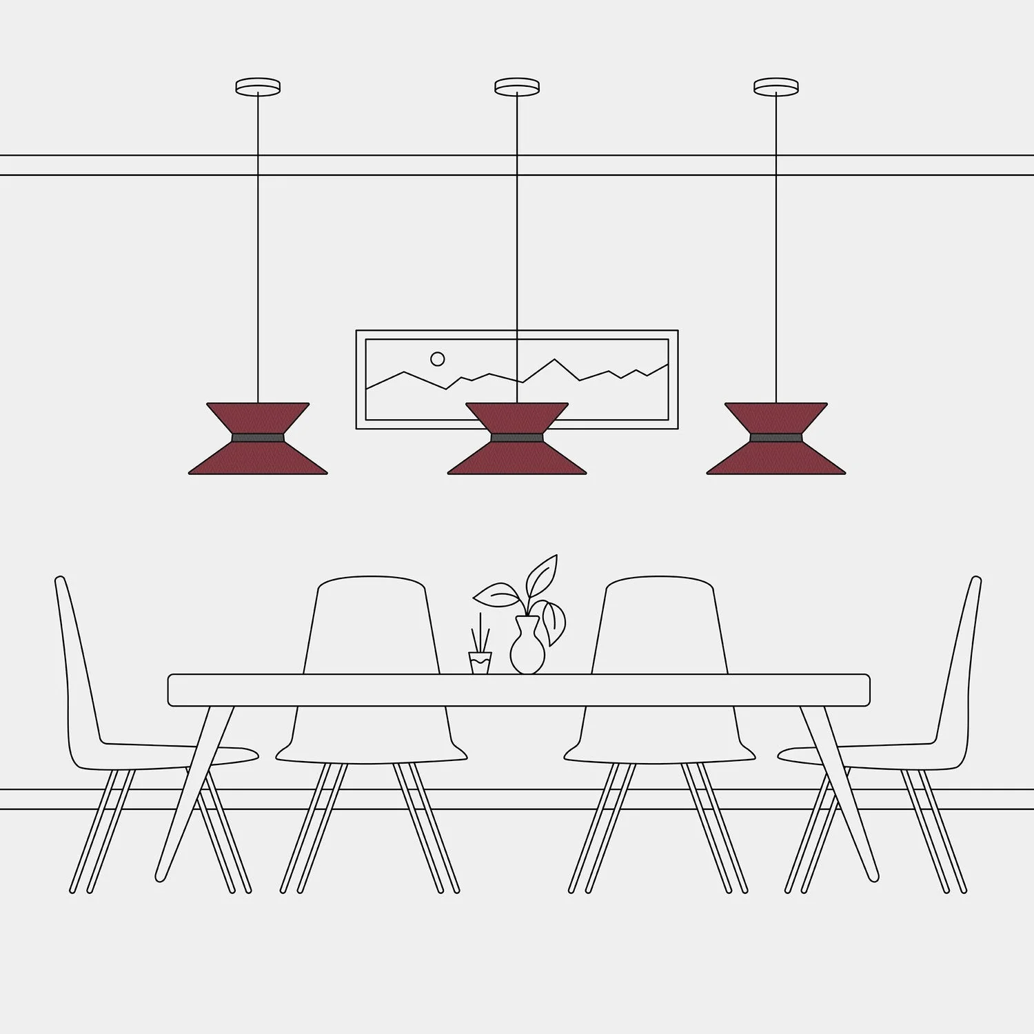 Clessidra fabric lampshade for pendant lamp - Arenal Bordeaux - Image 15